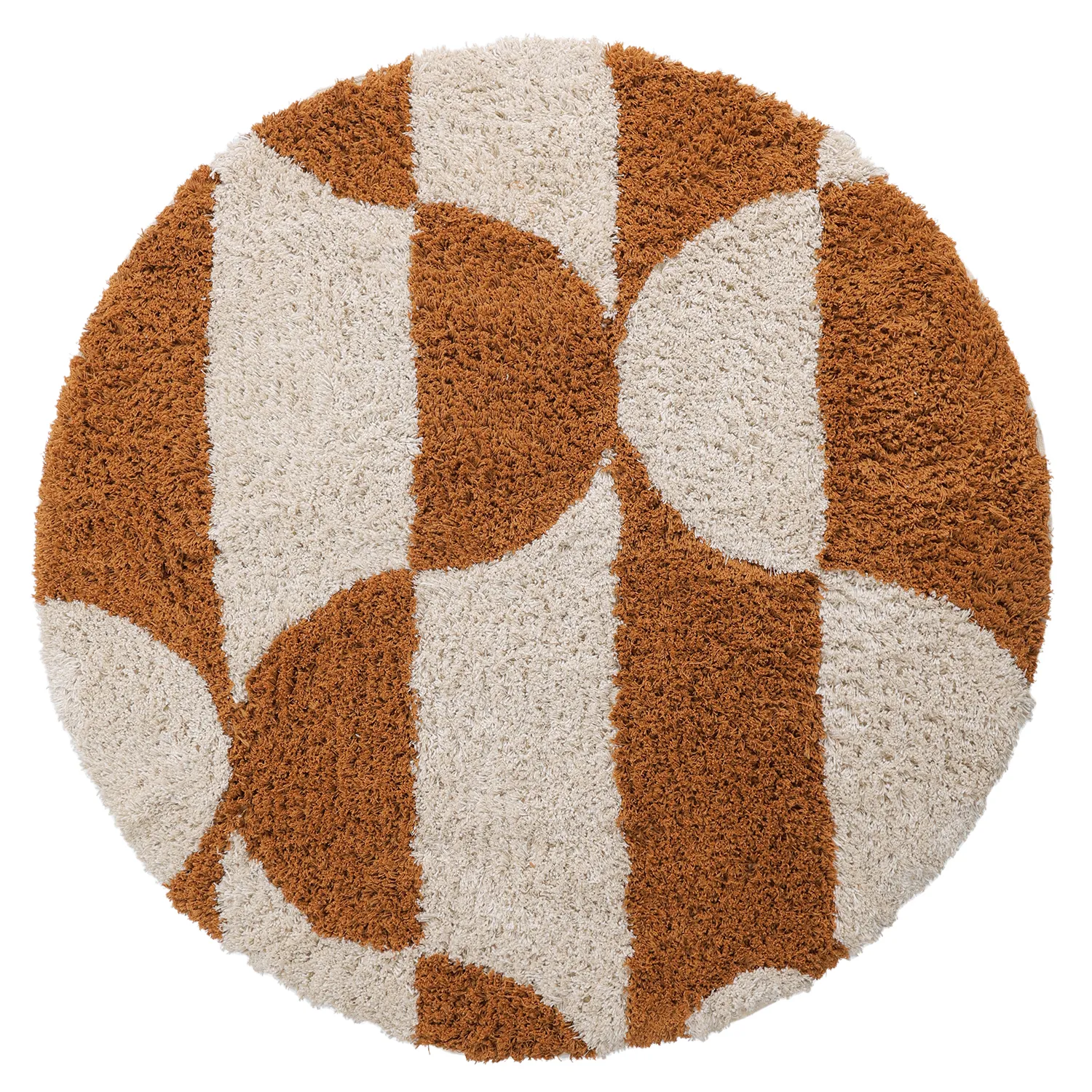 Rund matta - Kalymnos Natural Cotton Shaggy (offwhite/ockra)