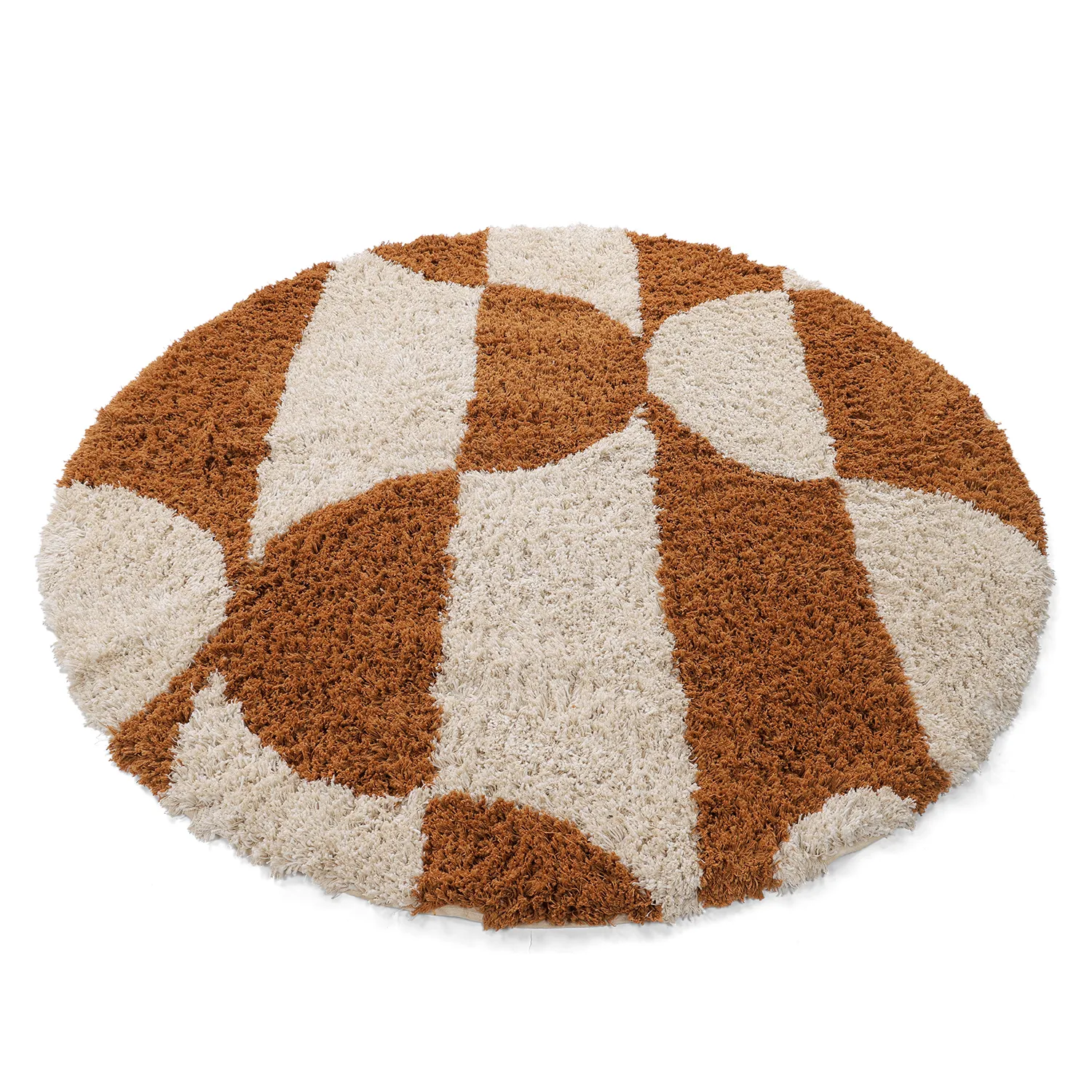 Rund matta - Kalymnos Natural Cotton Shaggy (offwhite/ockra)
