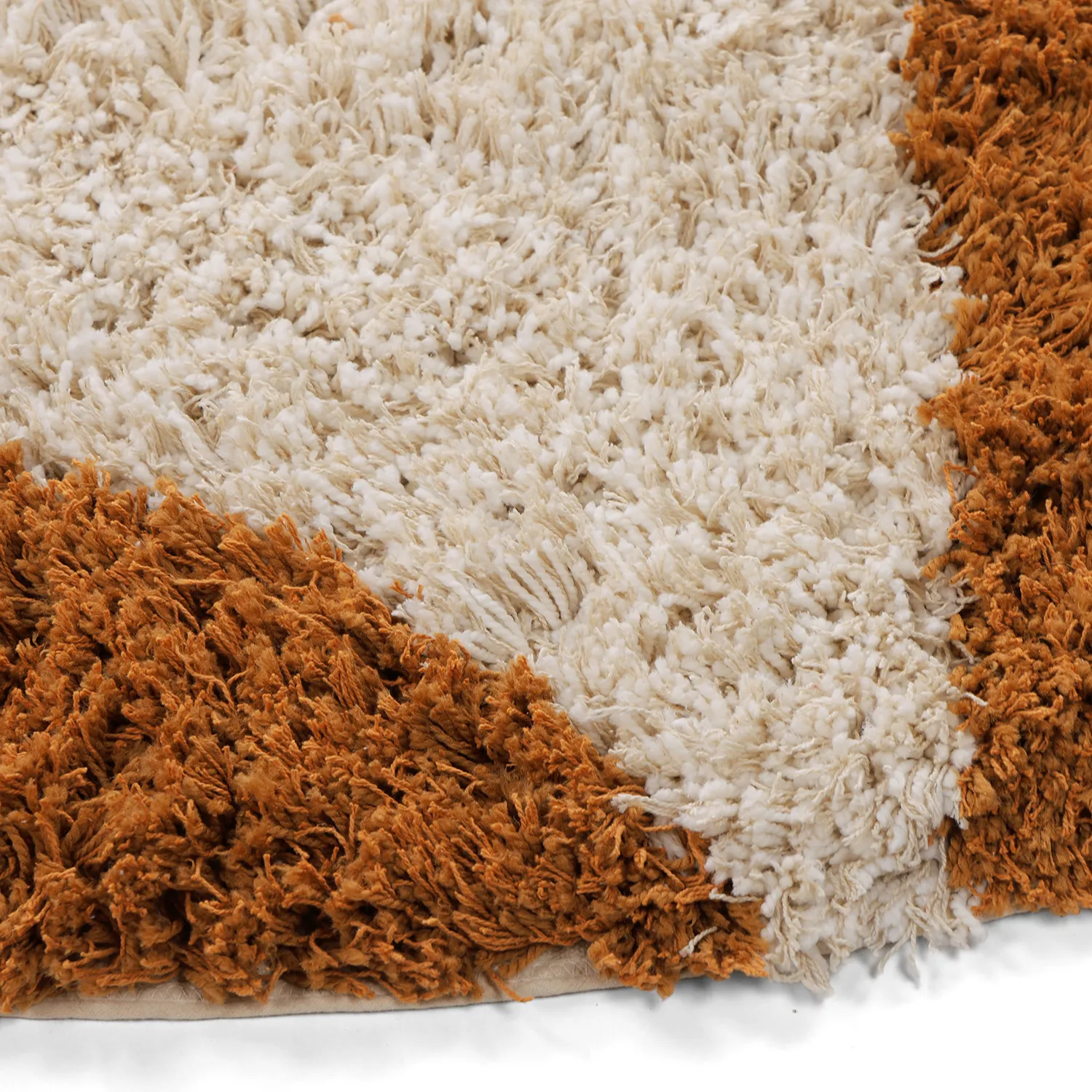 Rund matta - Kalymnos Natural Cotton Shaggy (offwhite/ockra)