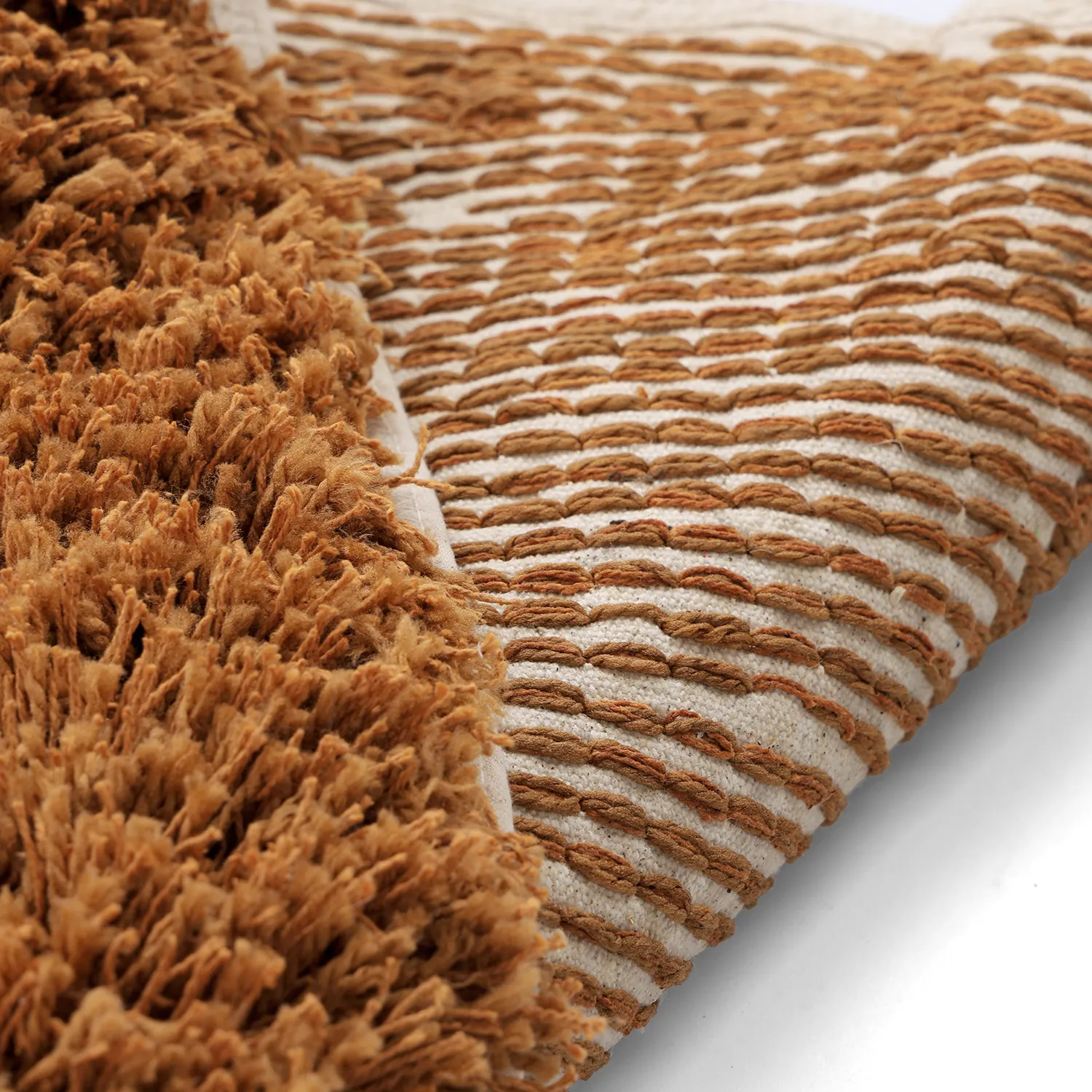 Rund matta - Kalymnos Natural Cotton Shaggy (offwhite/ockra)
