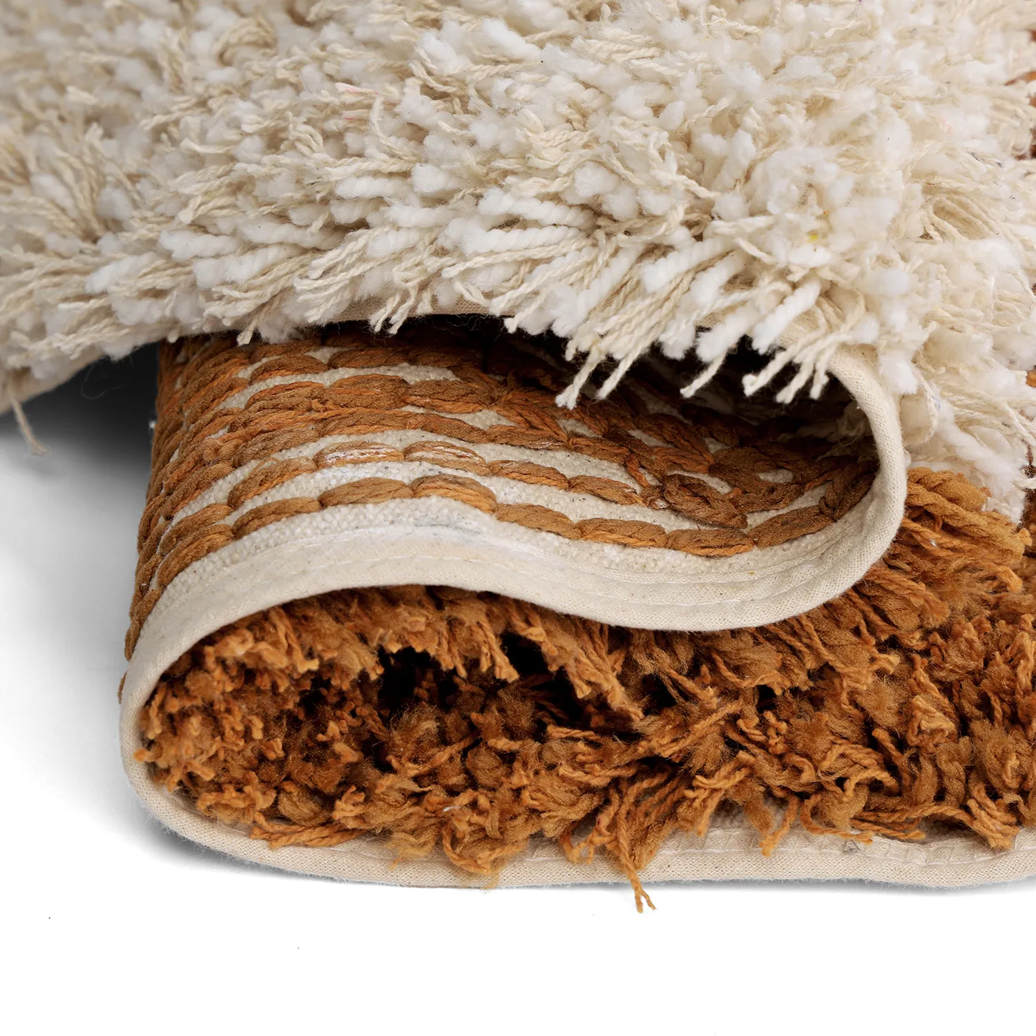 Rund matta - Kalymnos Natural Cotton Shaggy (offwhite/ockra)
