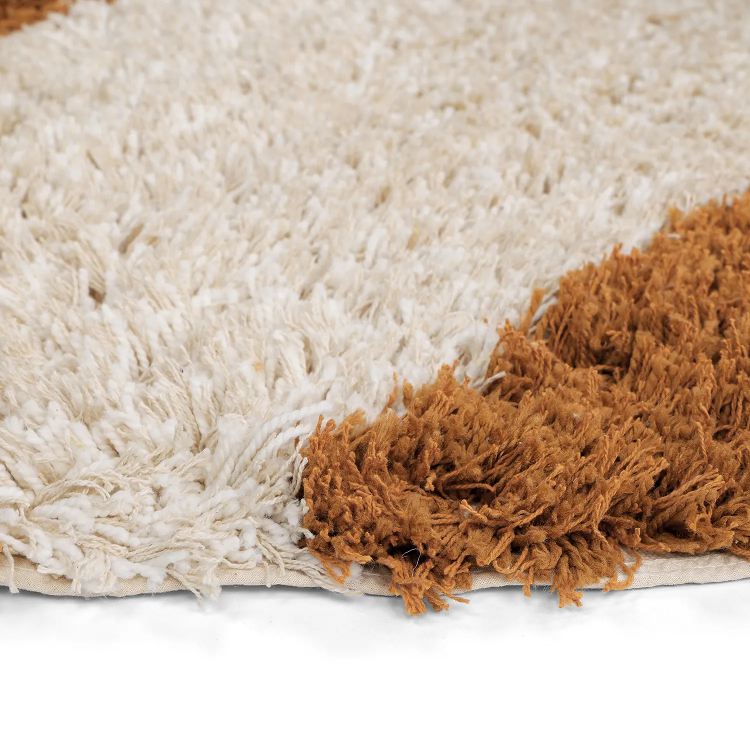Rund matta - Kalymnos Natural Cotton Shaggy (offwhite/ockra)