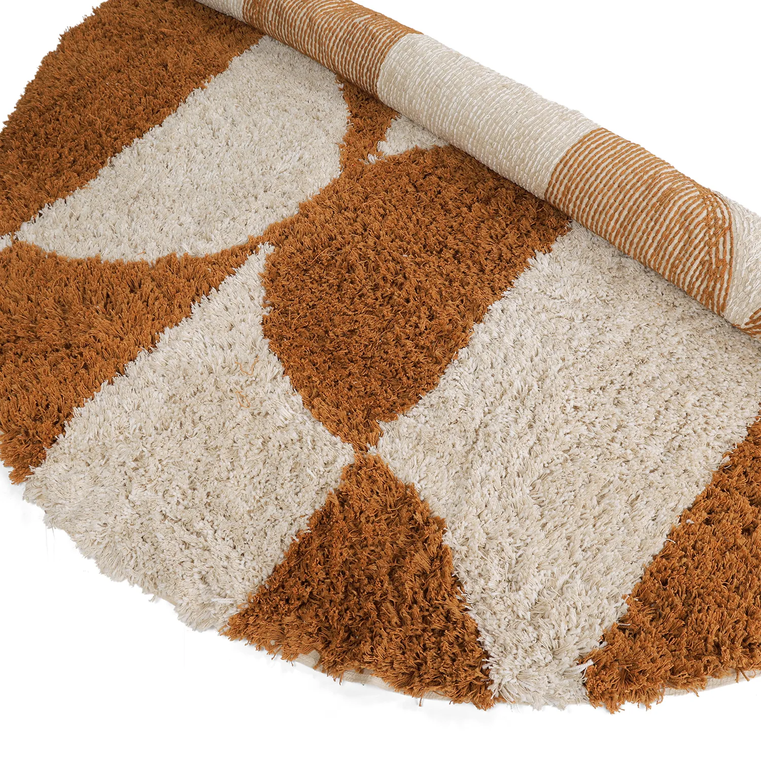 Rund matta - Kalymnos Natural Cotton Shaggy (offwhite/ockra)