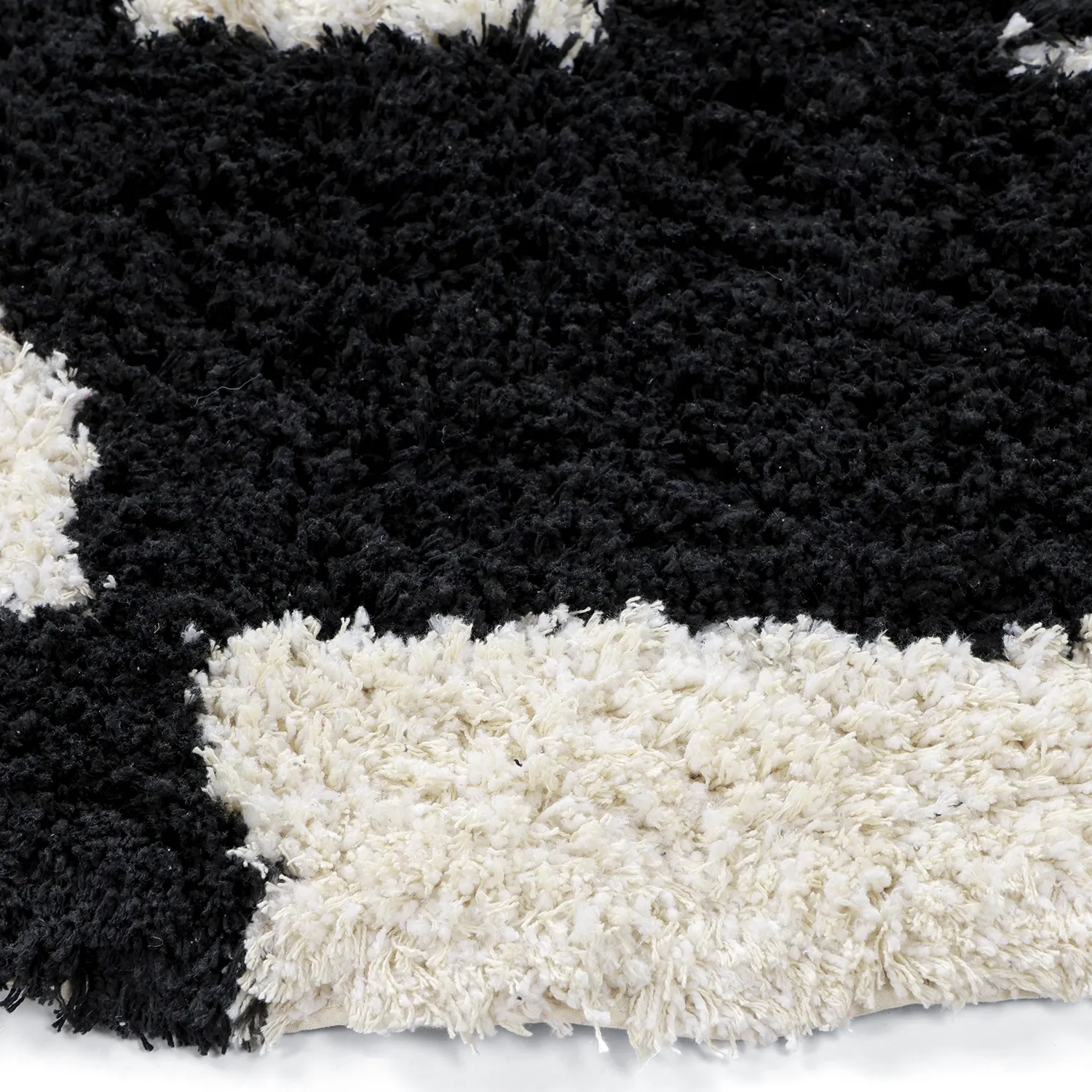 Rund matta - Marvao Natural Cotton Shaggy (offwhite/svart)