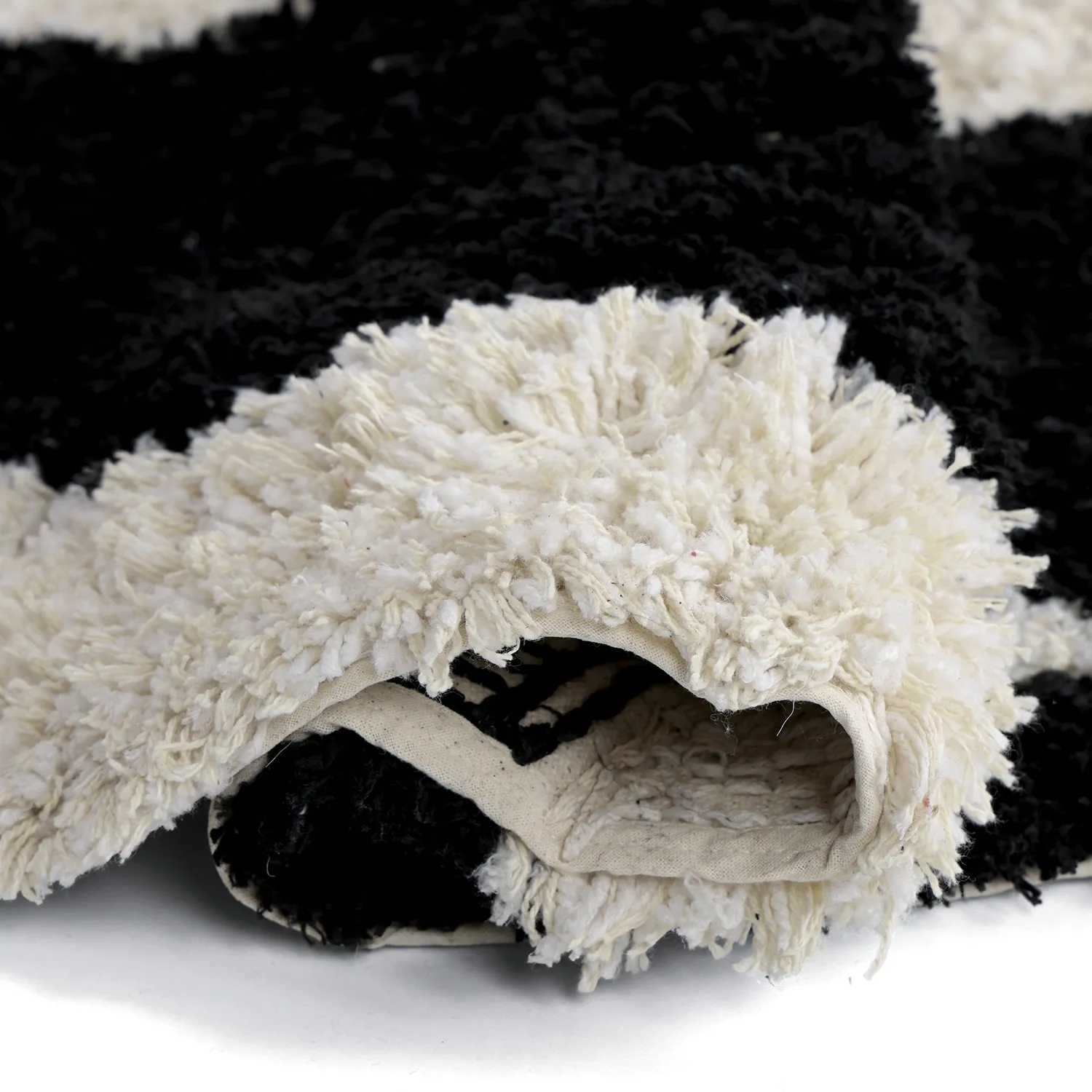 Rund matta - Marvao Natural Cotton Shaggy (offwhite/svart)