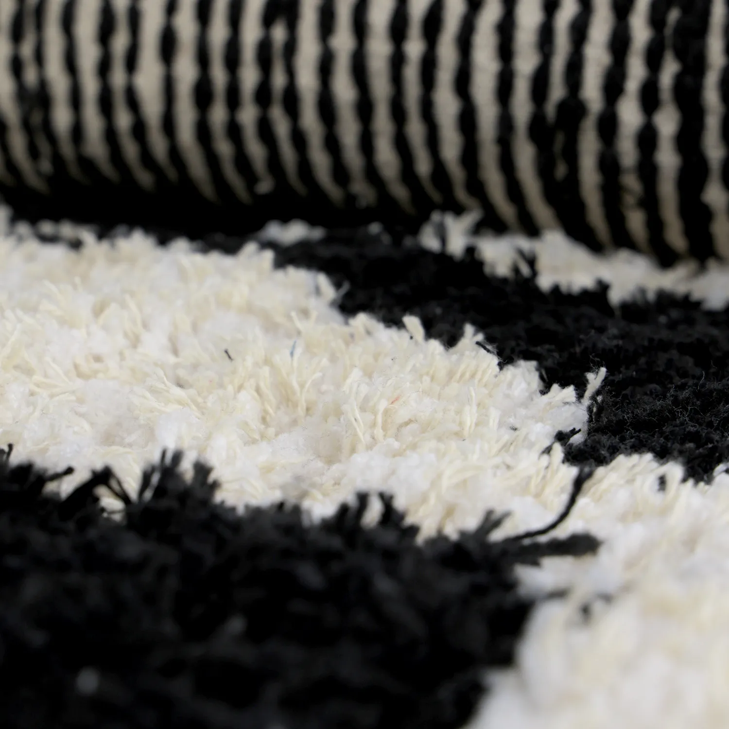 Rund matta - Marvao Natural Cotton Shaggy (offwhite/svart)