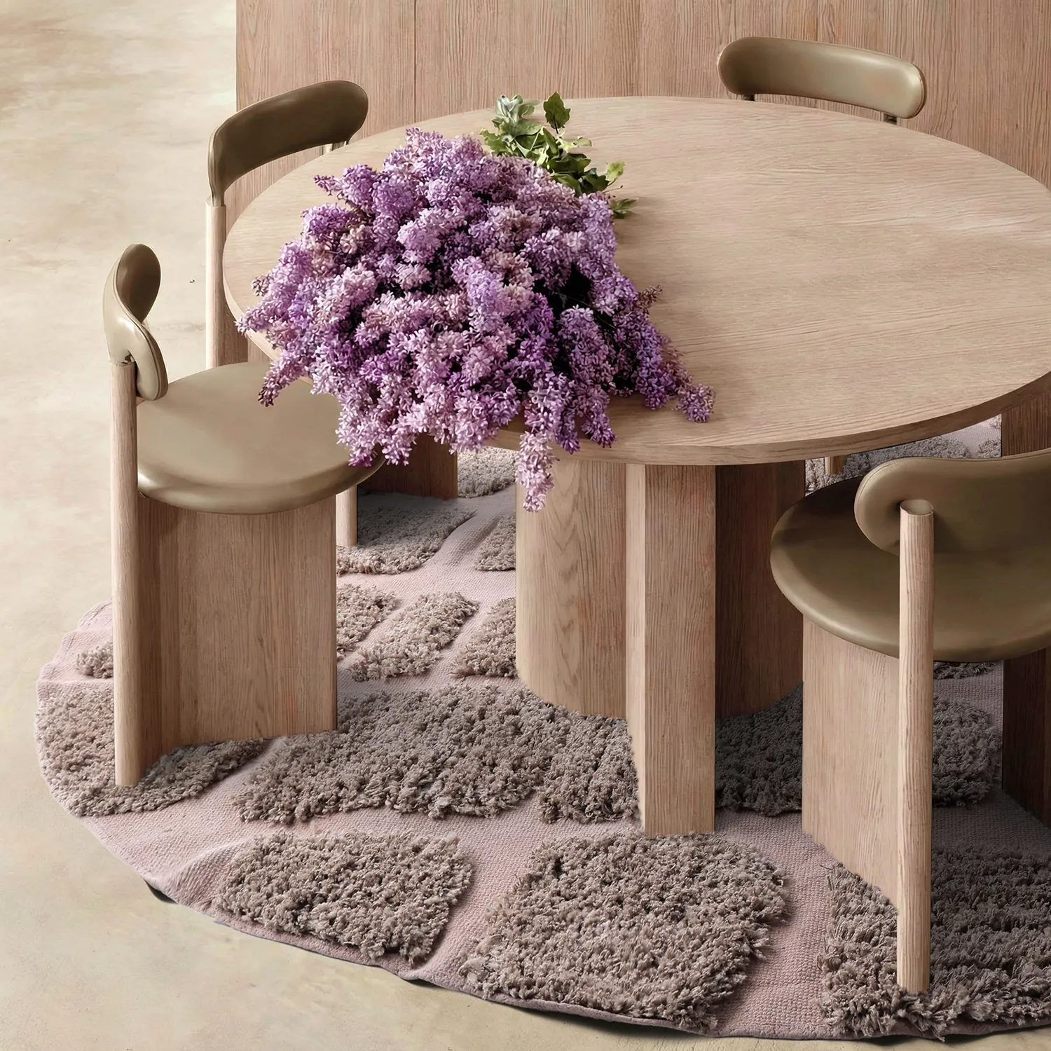 Rund matta - Otranto Natural Cotton Shaggy (taupe)
