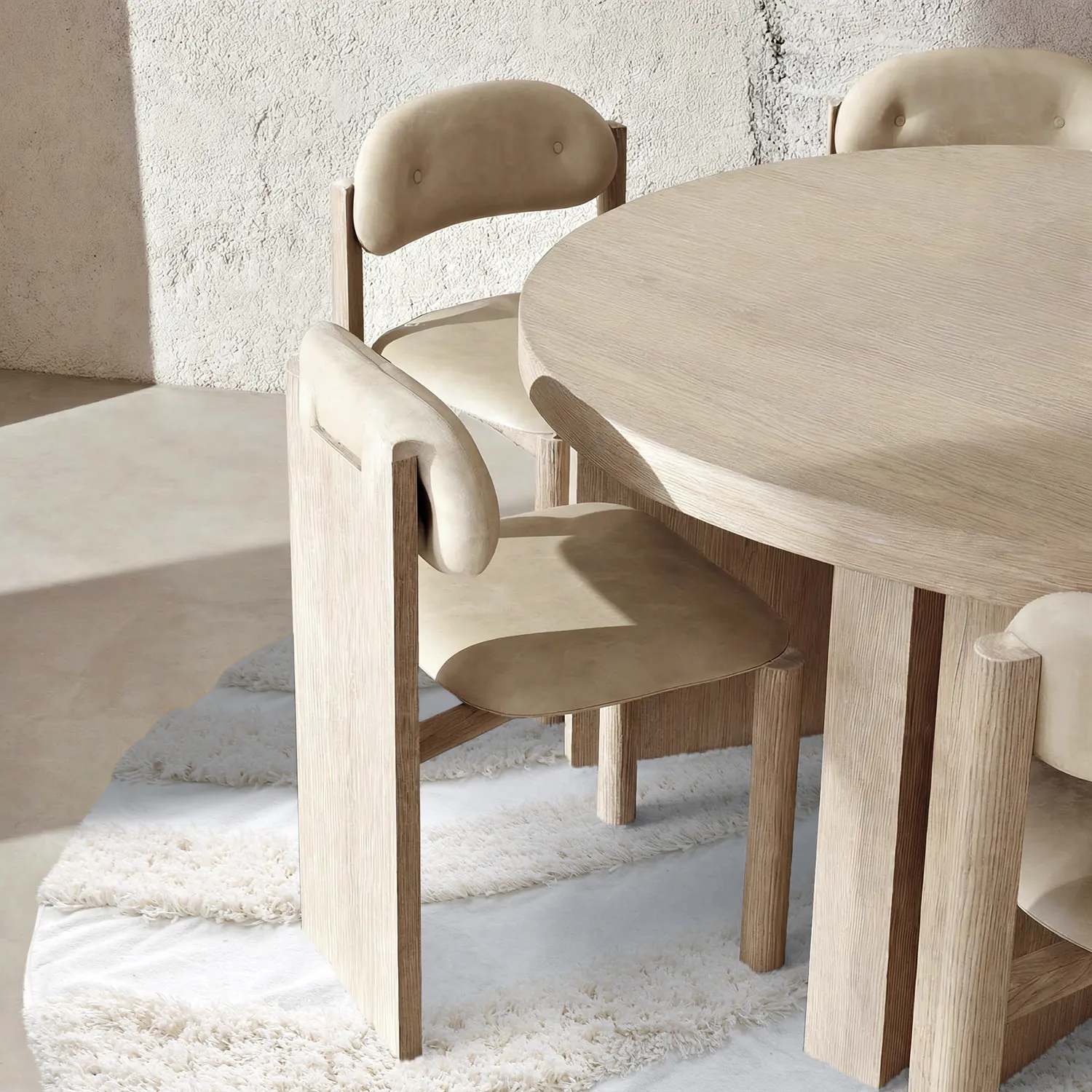 Rund matta - Sivota Natural Cotton Shaggy (offwhite)