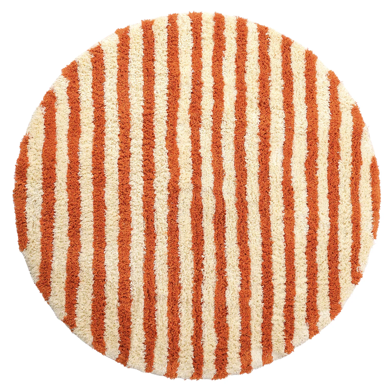 Rund matta - Thira Stripe Cotton Shaggy (ljusgul/ljusorange)