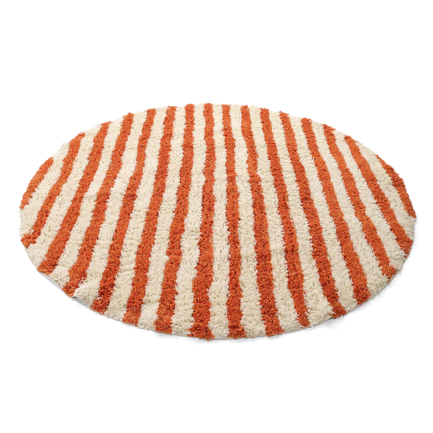 Rund matta - Thira Stripe Cotton Shaggy (ljusgul/ljusorange)