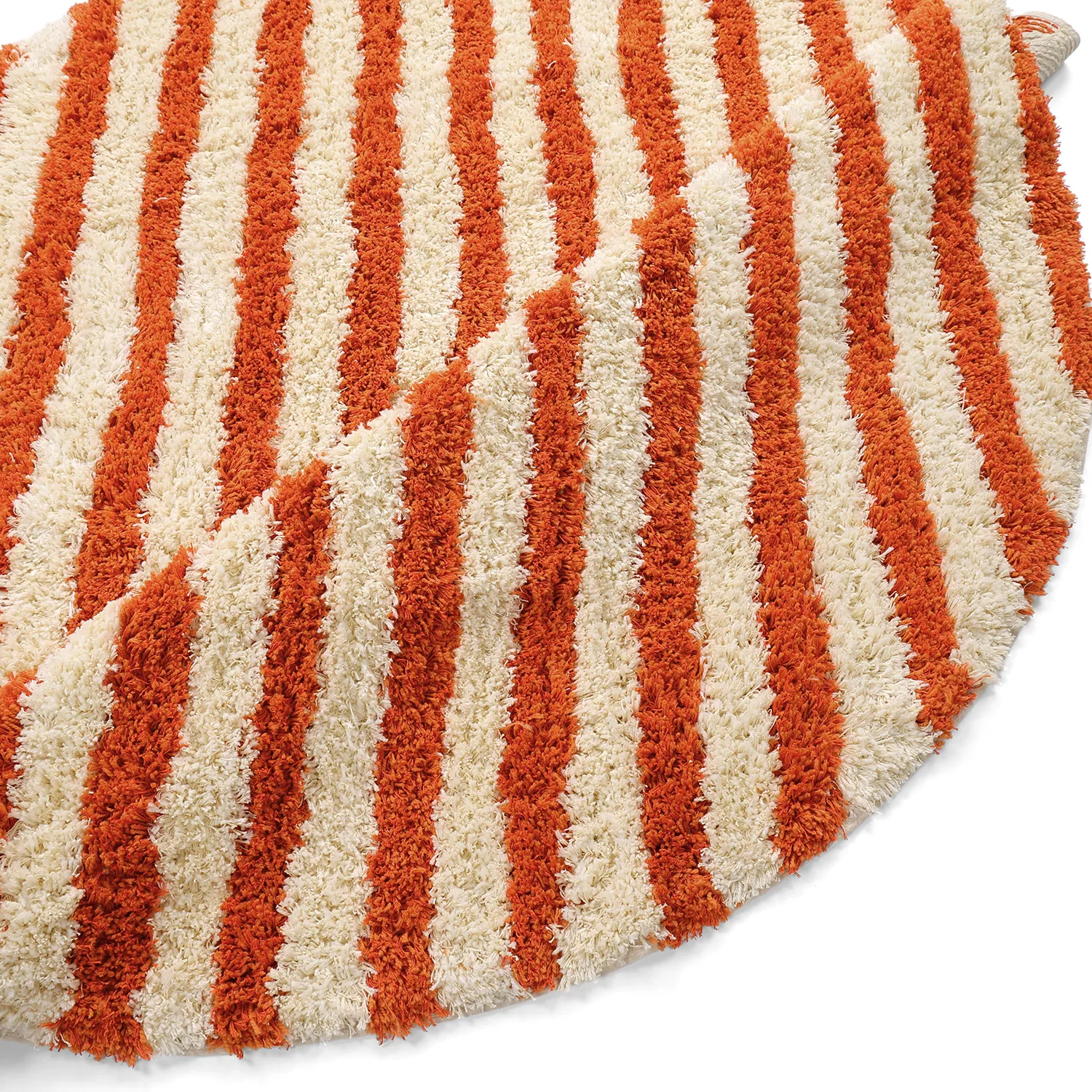 Rund matta - Thira Stripe Cotton Shaggy (ljusgul/ljusorange)