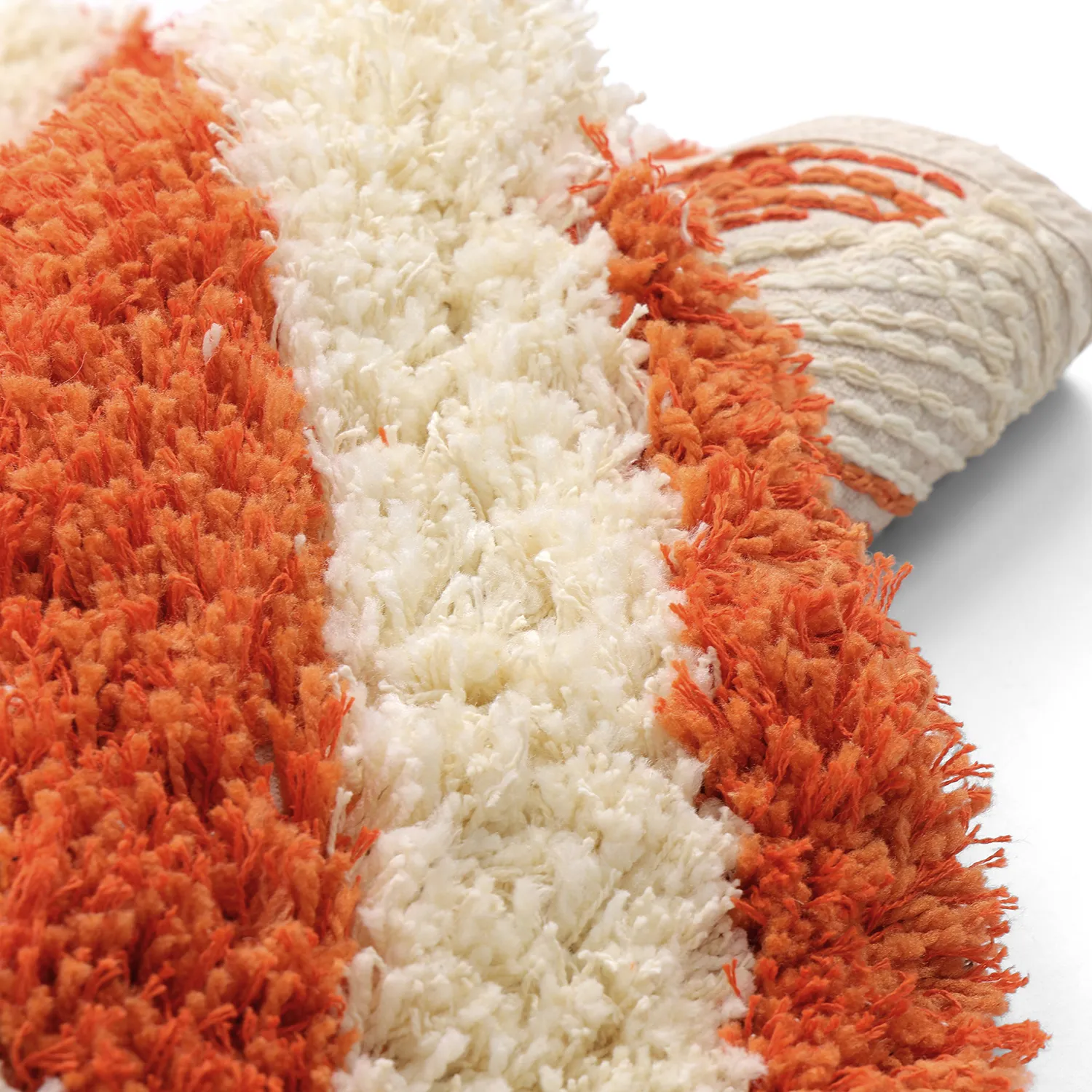 Rund matta - Thira Stripe Cotton Shaggy (ljusgul/ljusorange)