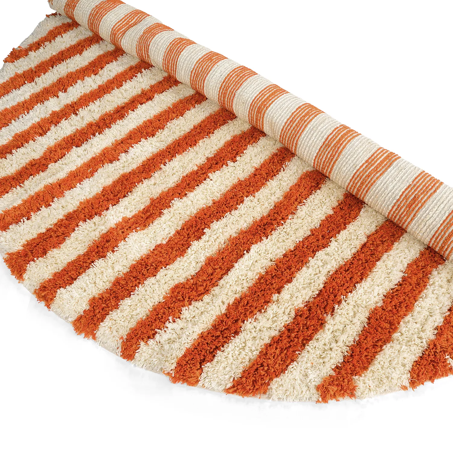 Rund matta - Thira Stripe Cotton Shaggy (ljusgul/ljusorange)