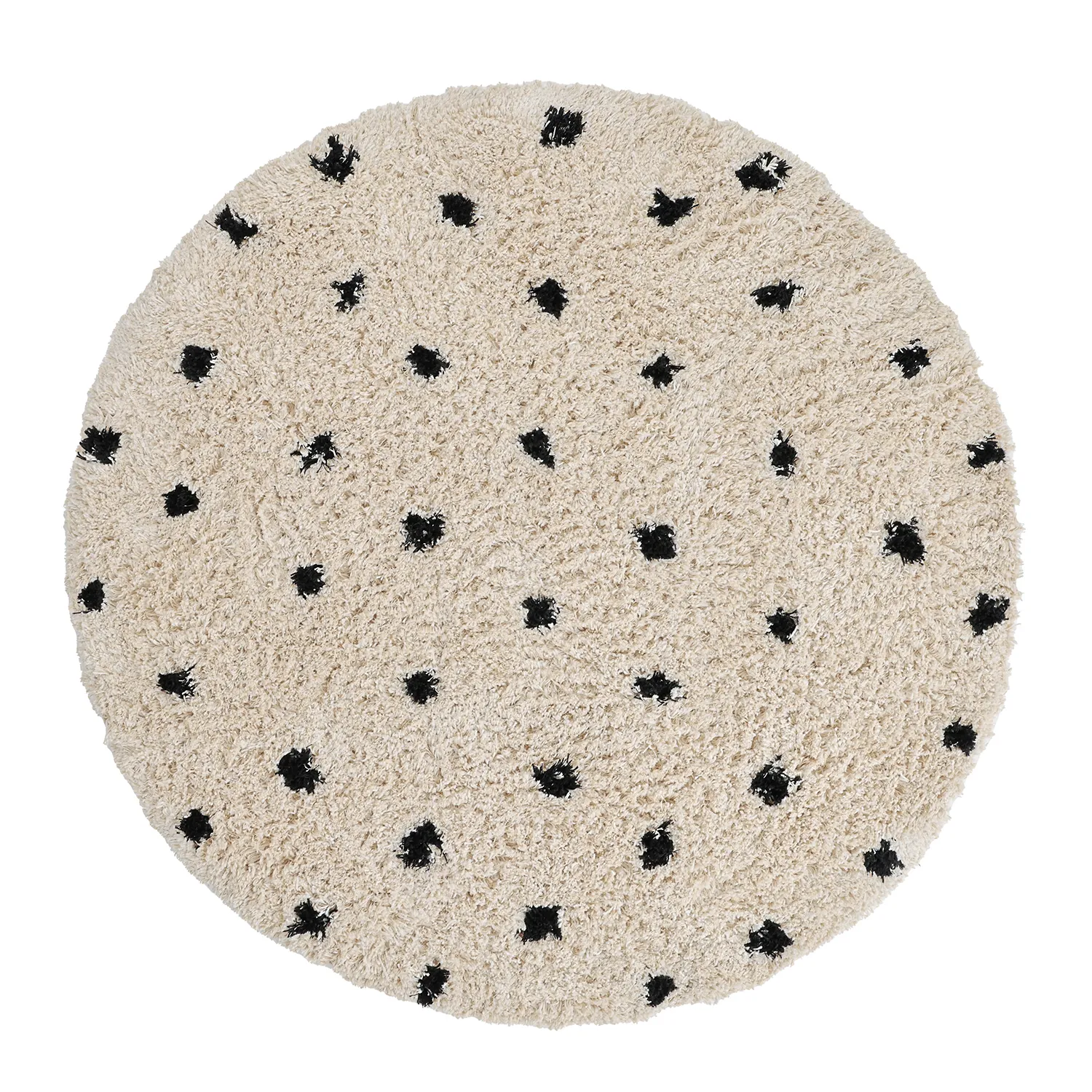 Rund matta - Soria Natural Cotton Shaggy (offwhite/svart)