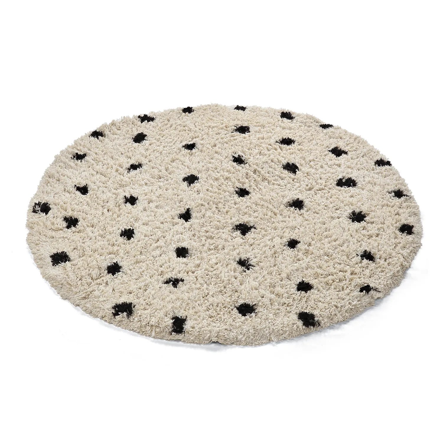 Rund matta - Soria Natural Cotton Shaggy (offwhite/svart)