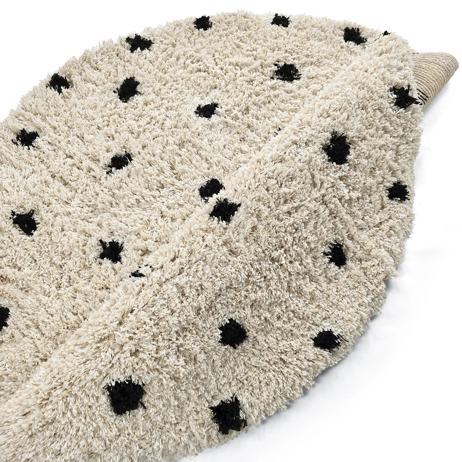 Rund matta - Soria Natural Cotton Shaggy (offwhite/svart)