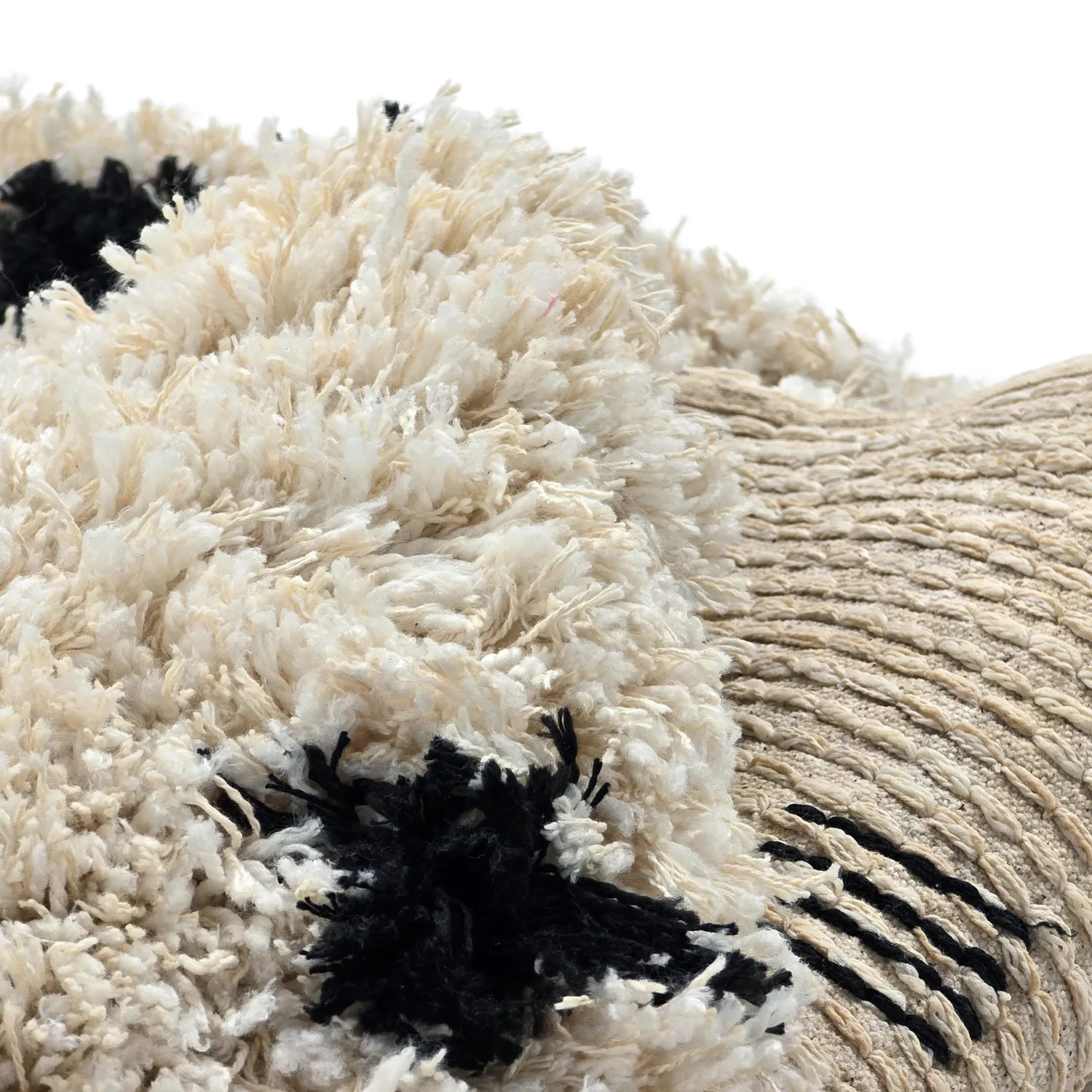 Rund matta - Soria Natural Cotton Shaggy (offwhite/svart)