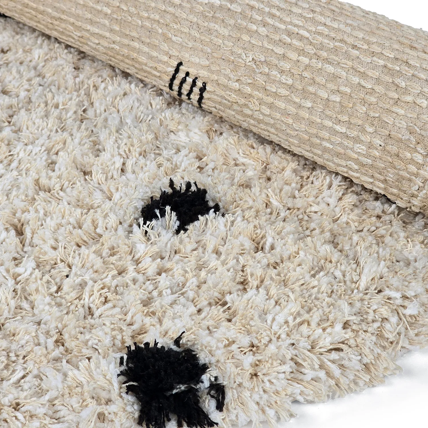 Rund matta - Soria Natural Cotton Shaggy (offwhite/svart)