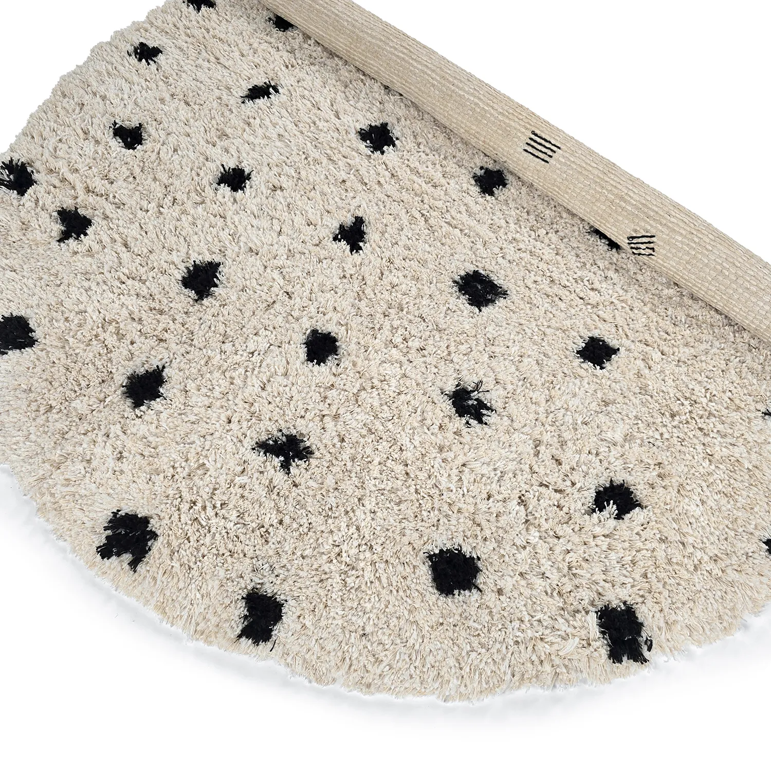 Rund matta - Soria Natural Cotton Shaggy (offwhite/svart)