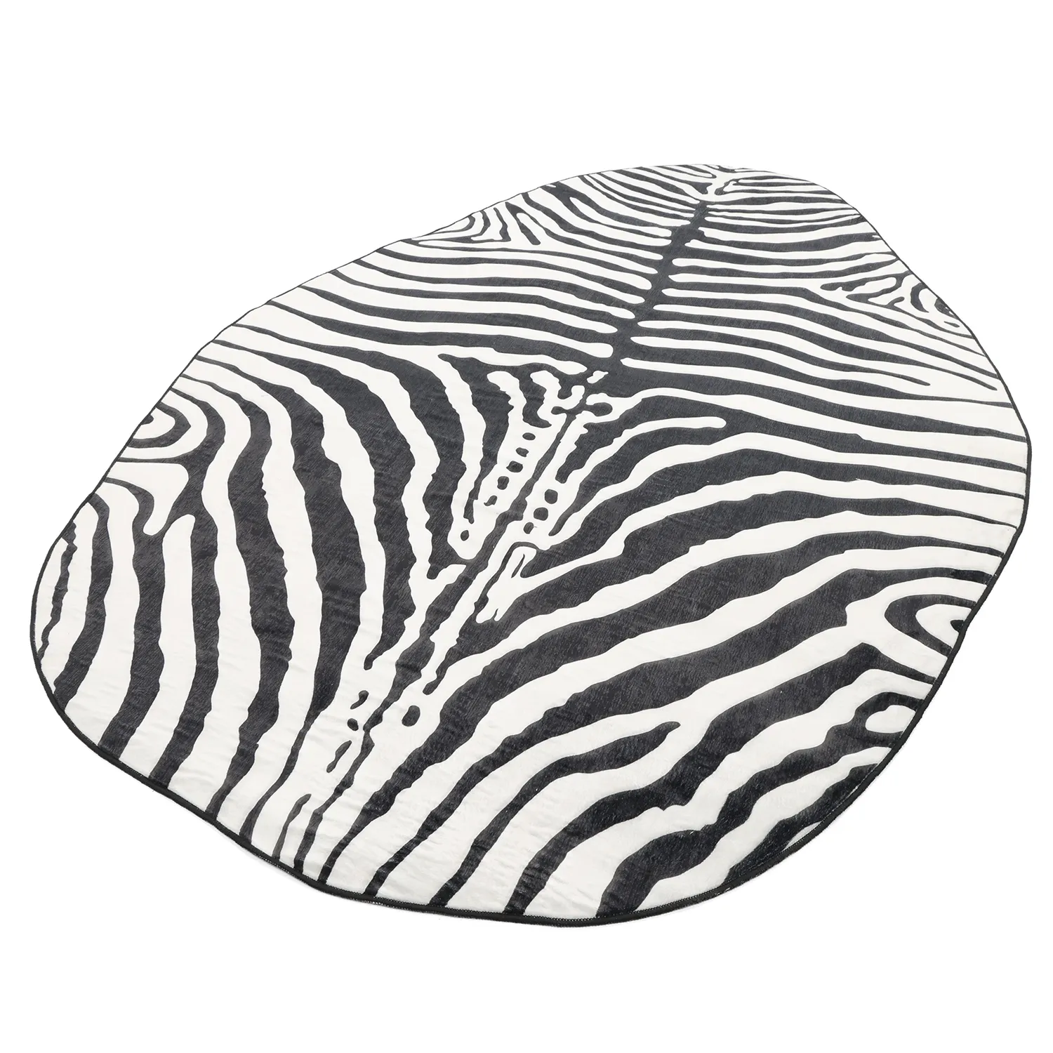Okrúhly zvlnený koberec Wilton - Zebra (čierna/biela)