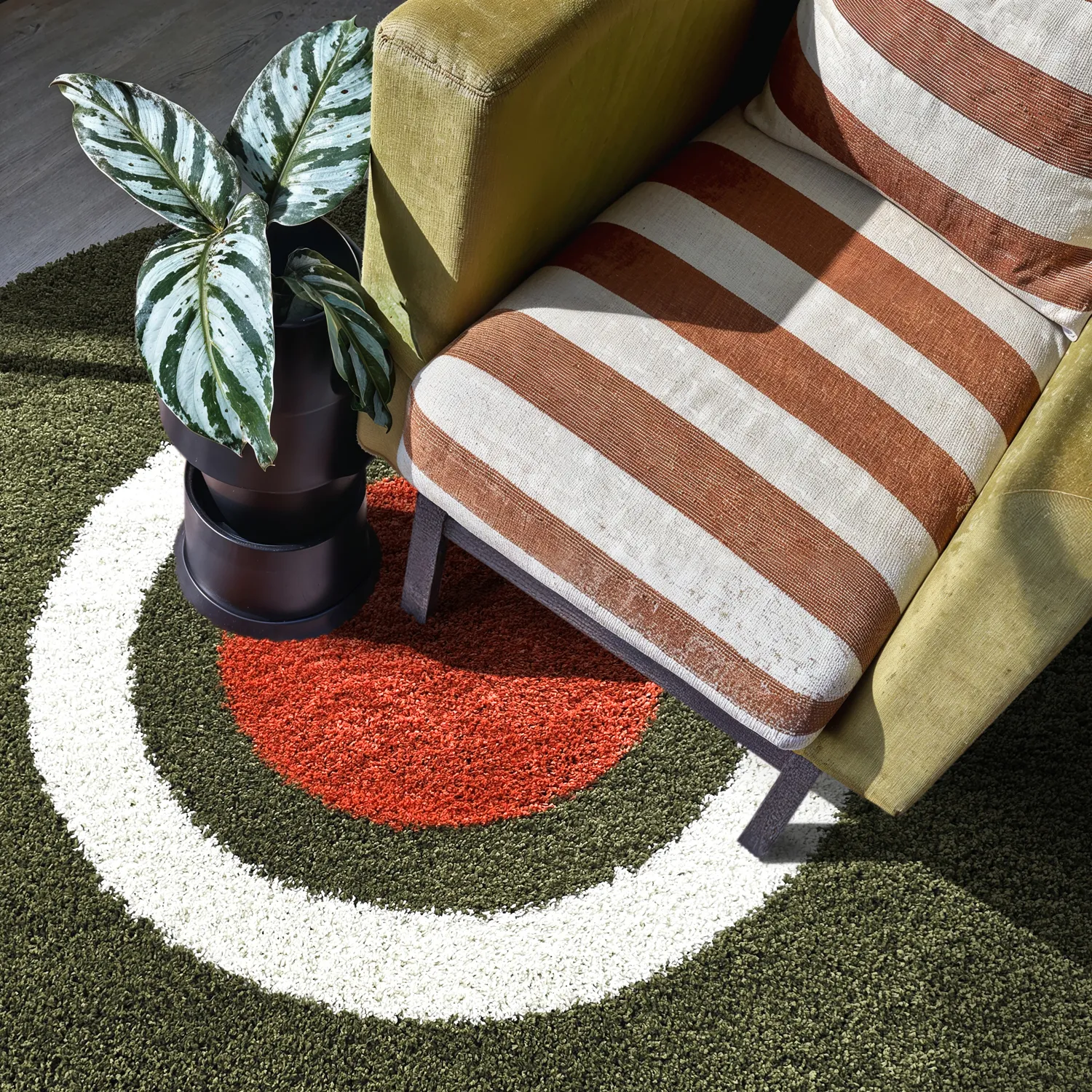 Koberce okrúhle - Alsace (zelená/biela/oranžová)