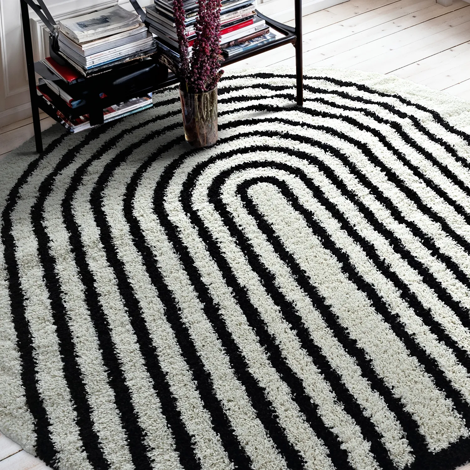 Kruhové koberce - Cluny (biela/čierna)