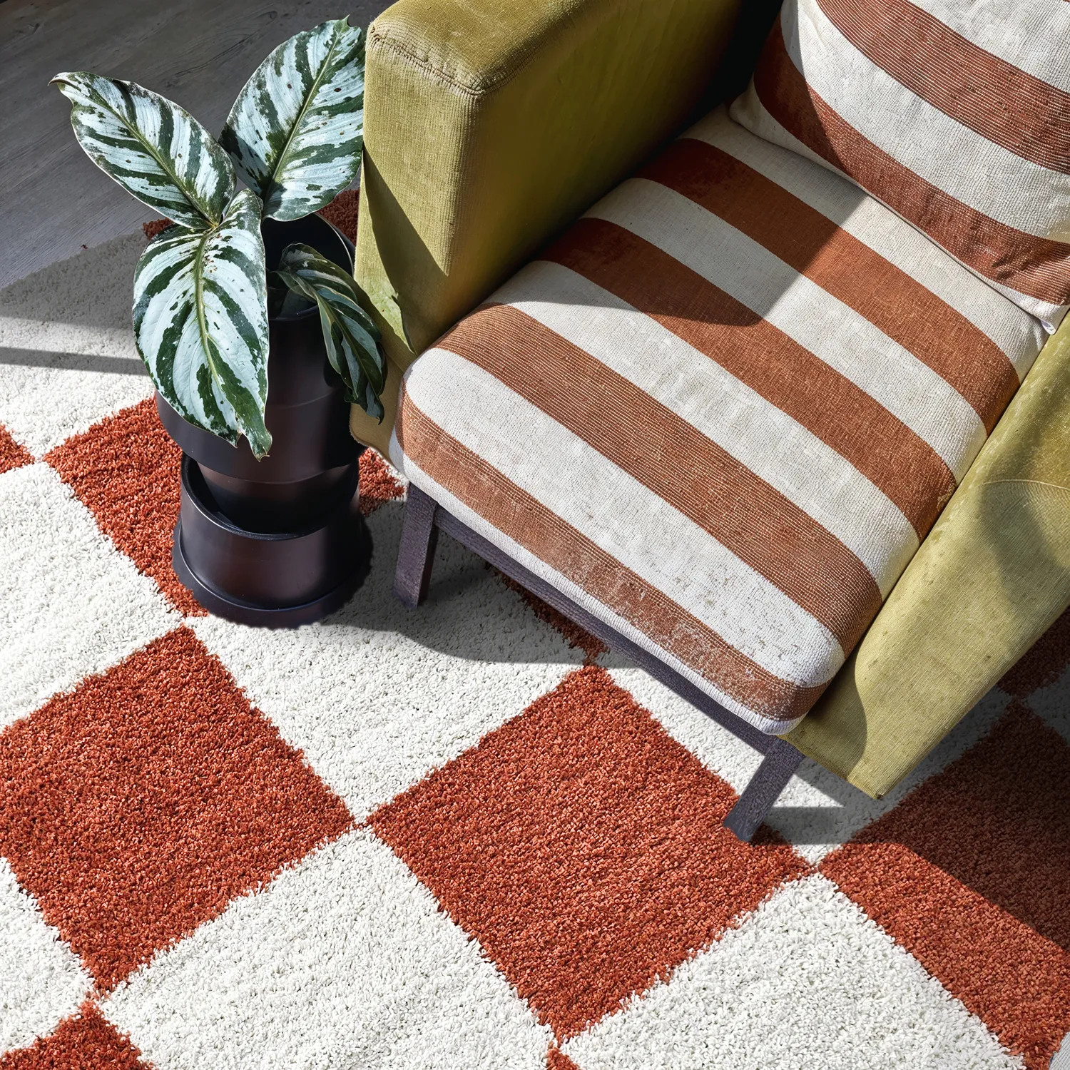 Koberce okrúhle - Gordes (oranžová/biela)