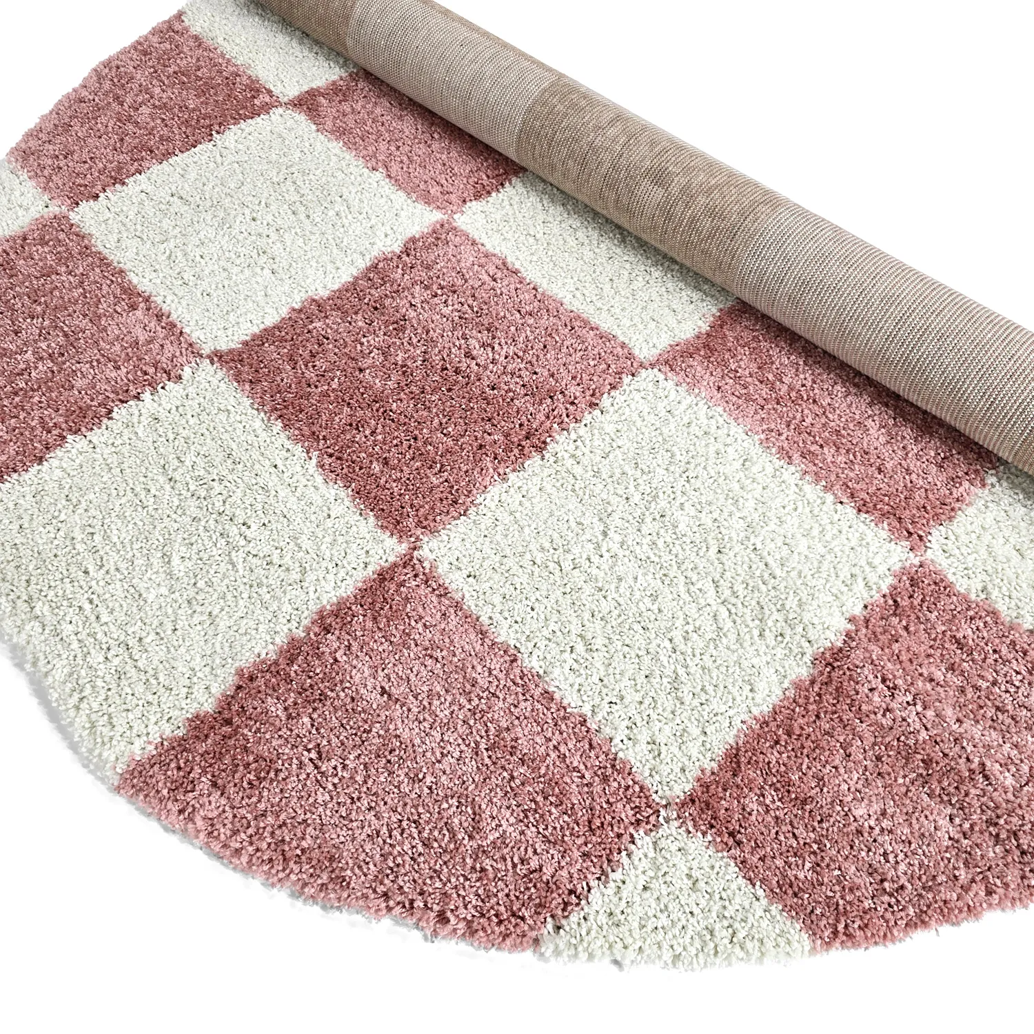 Koberce okrúhle - Gordes (ružová/biela)