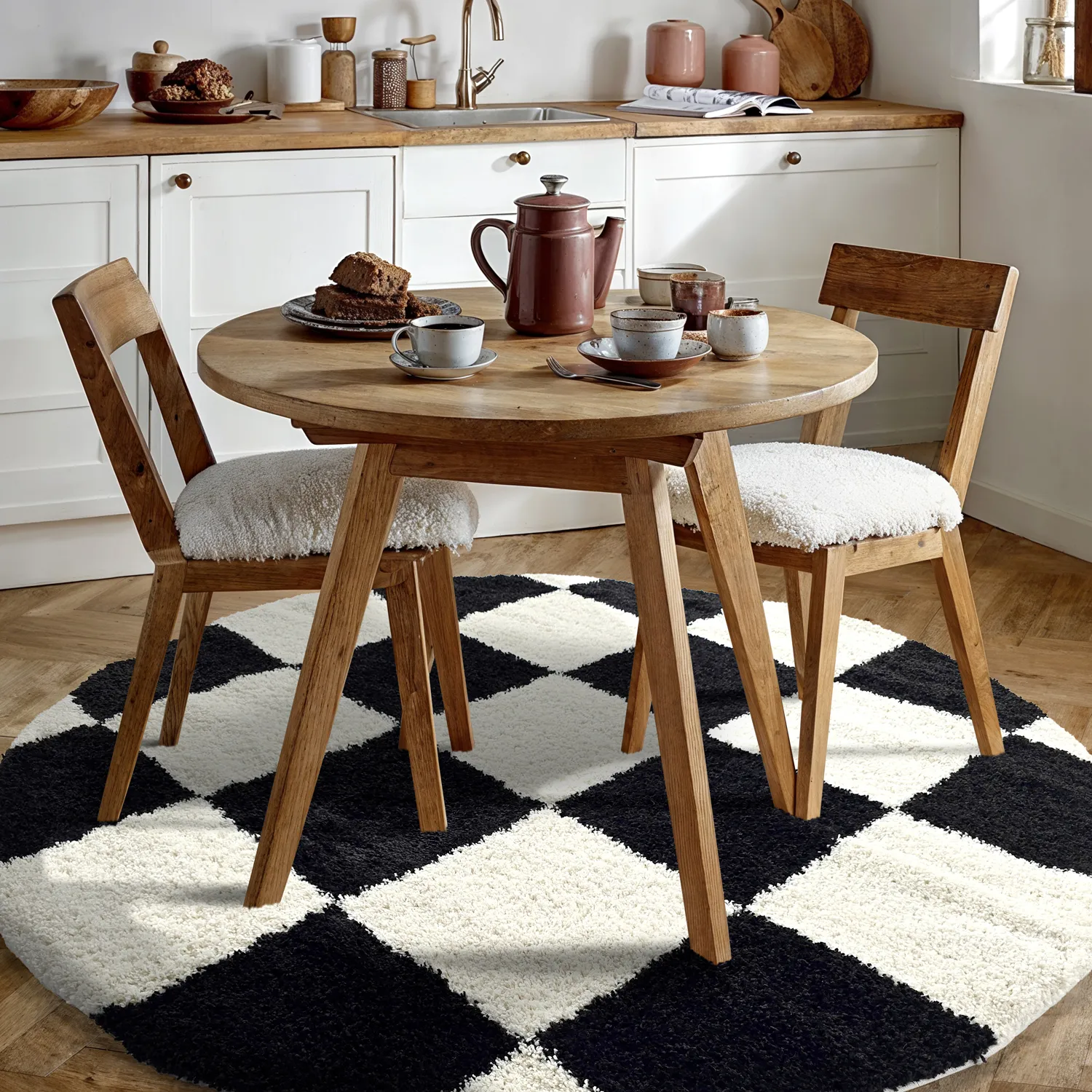 Koberce okrúhle - Gordes (čierna/biela)