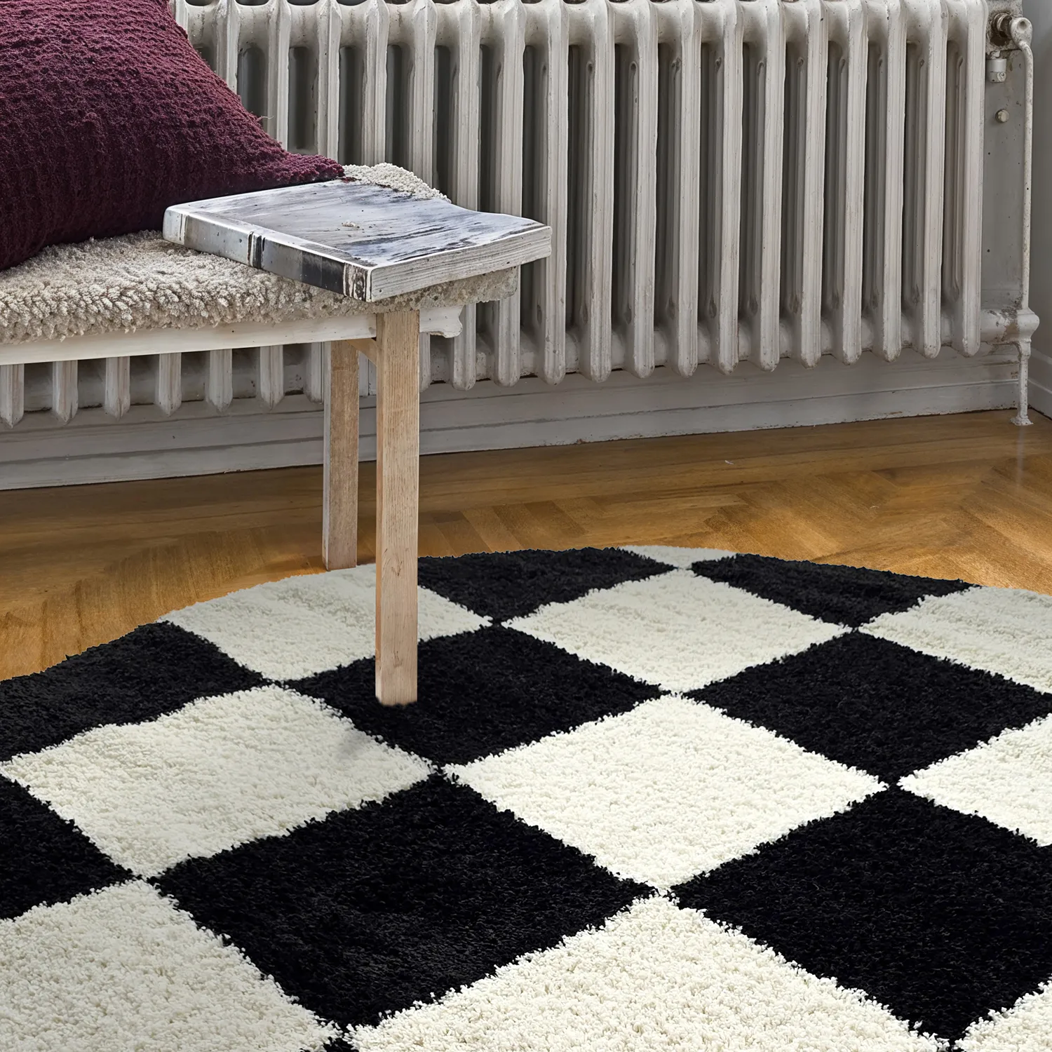 Koberce okrúhle - Gordes (čierna/biela)