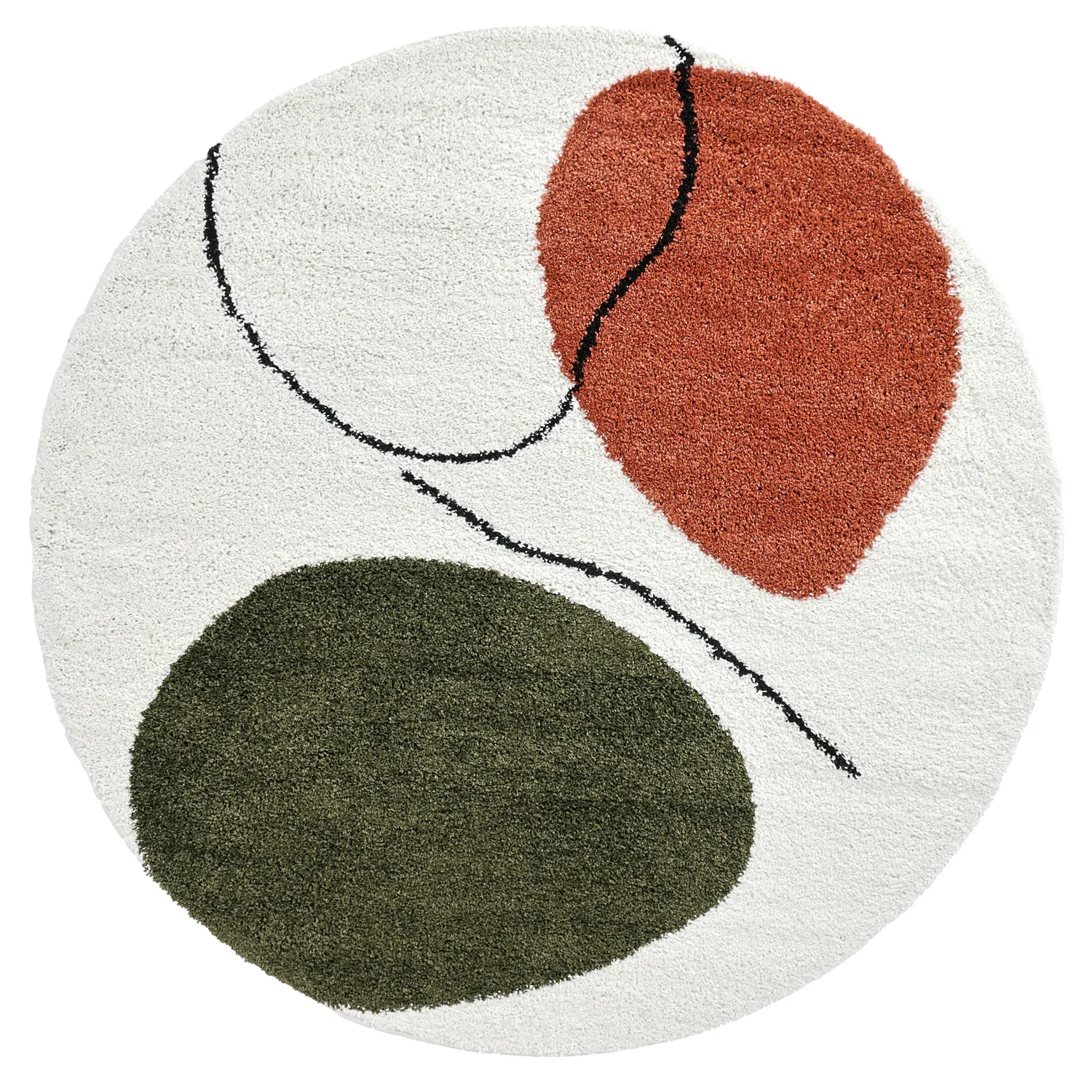 Koberce okrúhle - Sanghar (biela/oranžová/zelená)