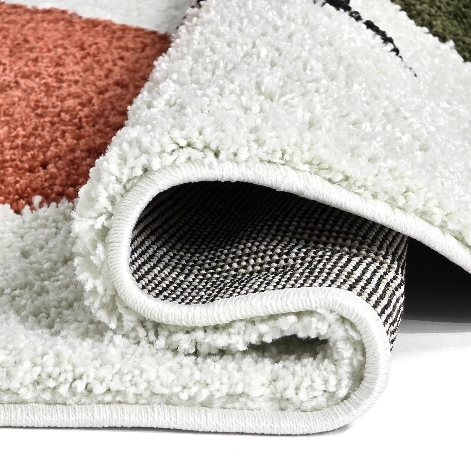 Koberce okrúhle - Sanghar (biela/oranžová/zelená)