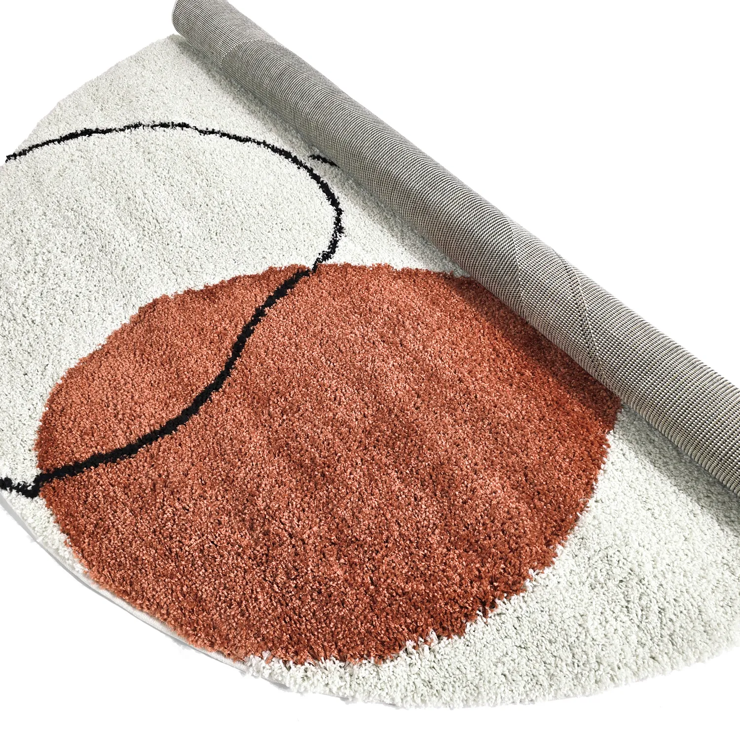 Koberce okrúhle - Sanghar (biela/oranžová/zelená)