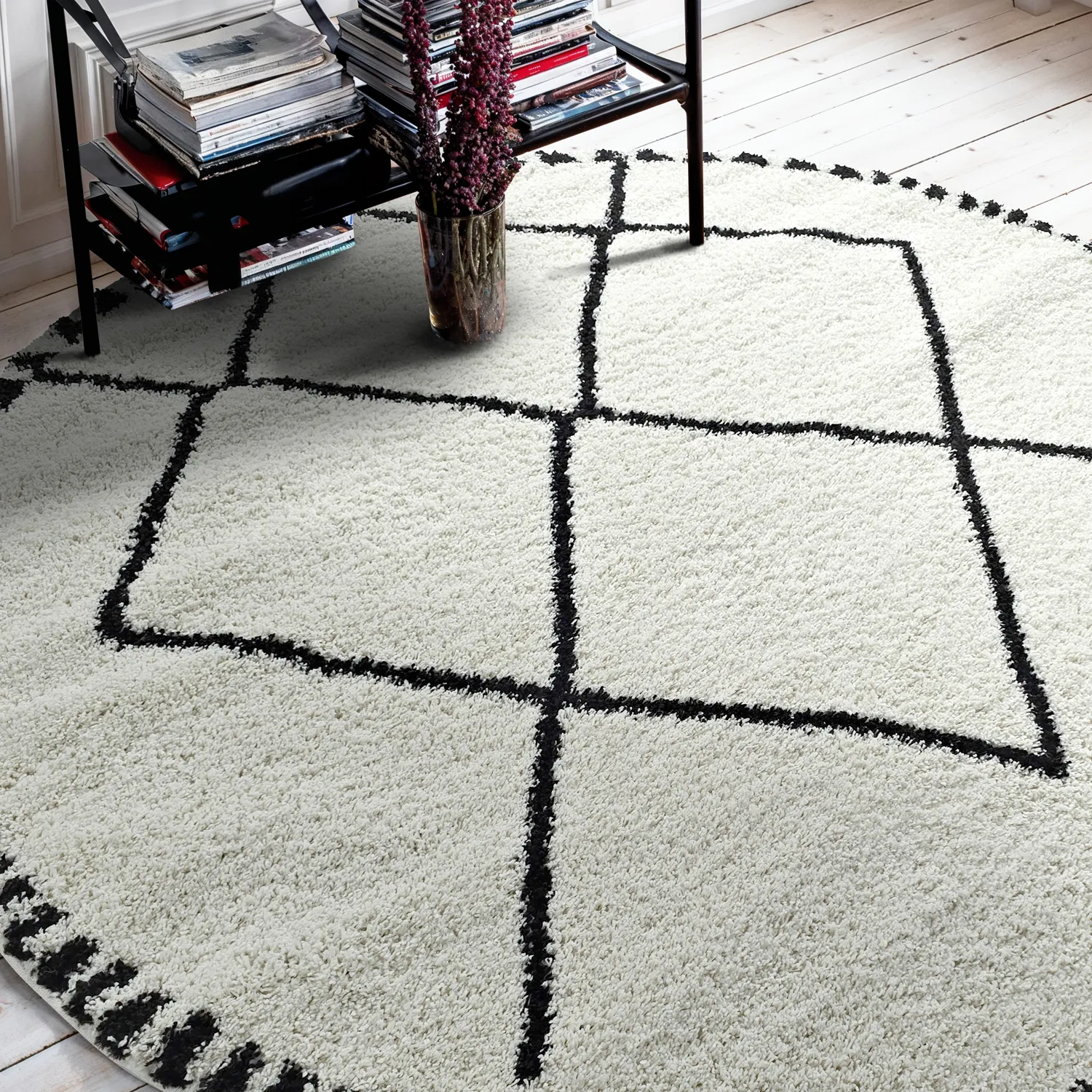 Koberce okrúhle - Tiznit (biela/čierna)