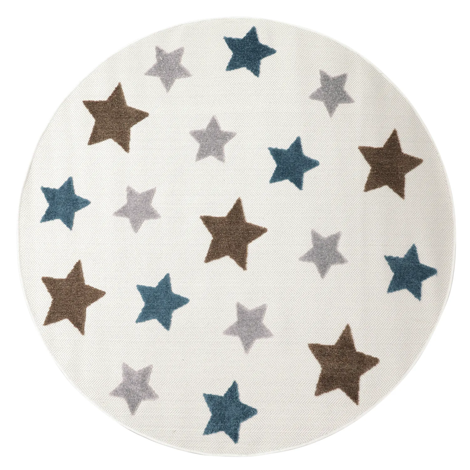 Okrúhly detský koberec - Stars (krémová/multi)
