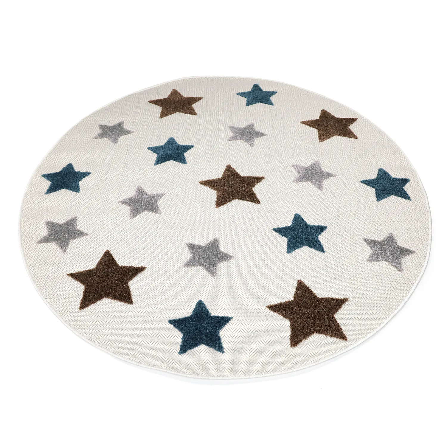 Okrúhly detský koberec - Stars (krémová/multi)