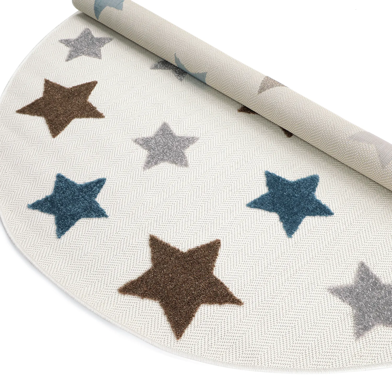Okrúhly detský koberec - Stars (krémová/multi)