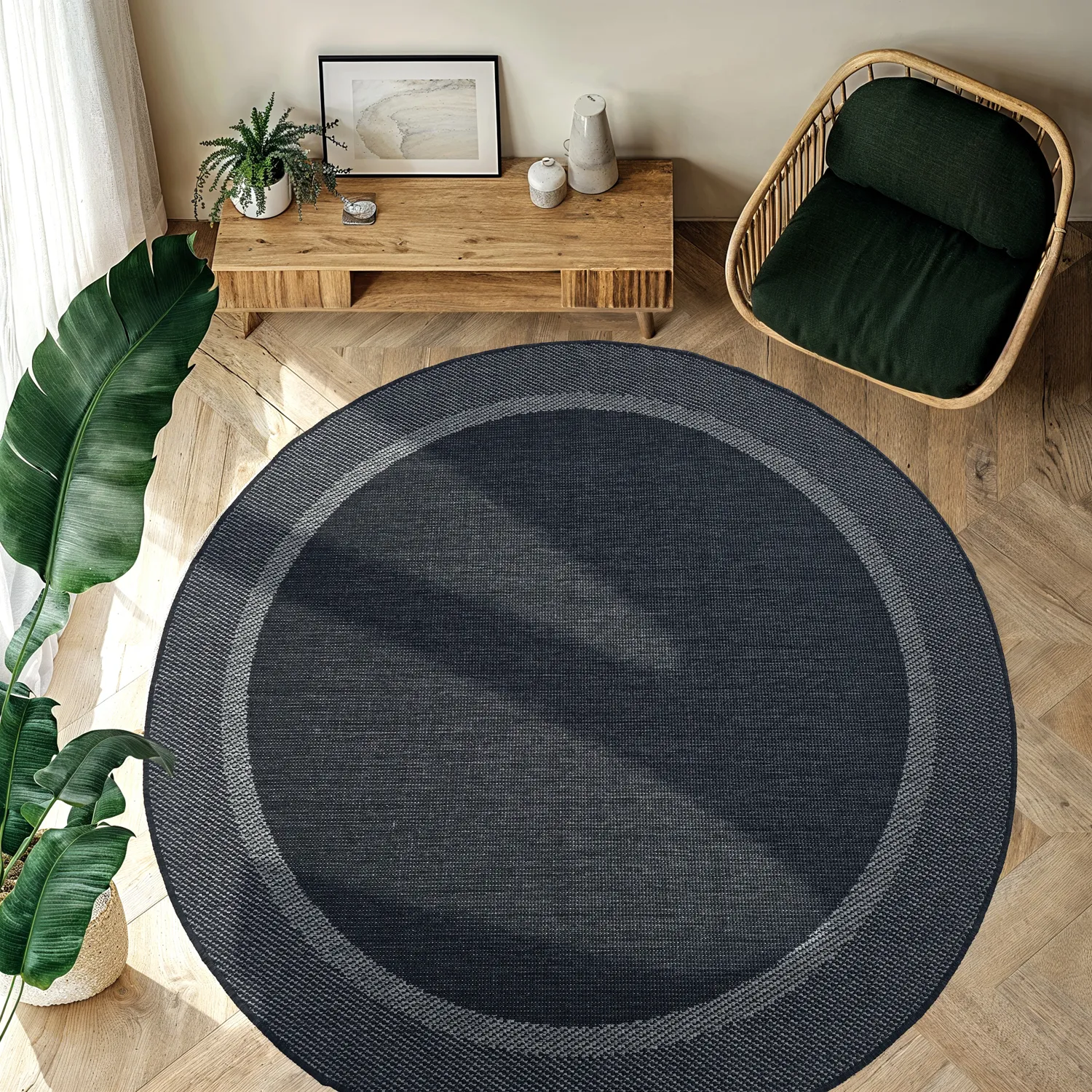 Kruhový koberec - Indoor/Outdoor Alta (antracit)