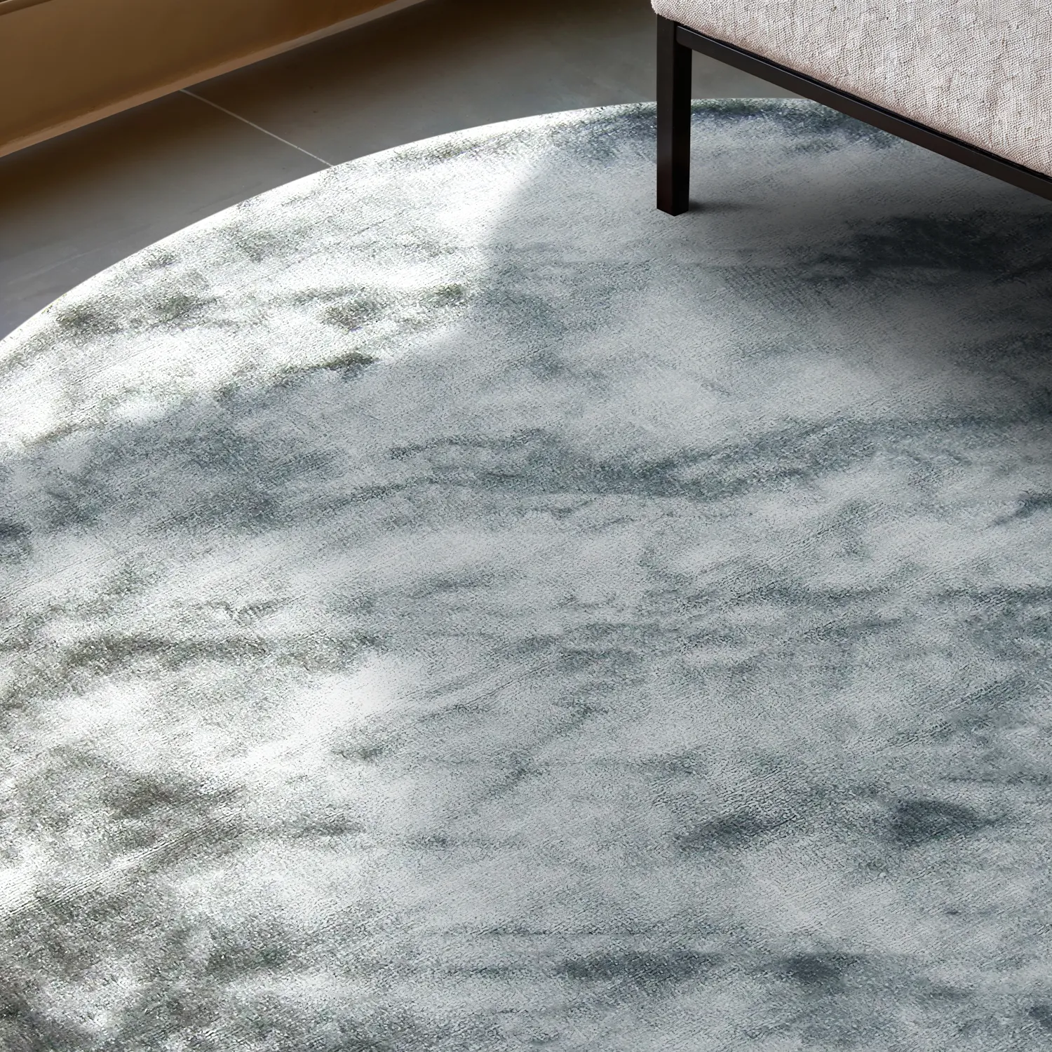 Koberec okrúhly - Jodhpur Špeciálna luxusná edícia (modrá/sivá)