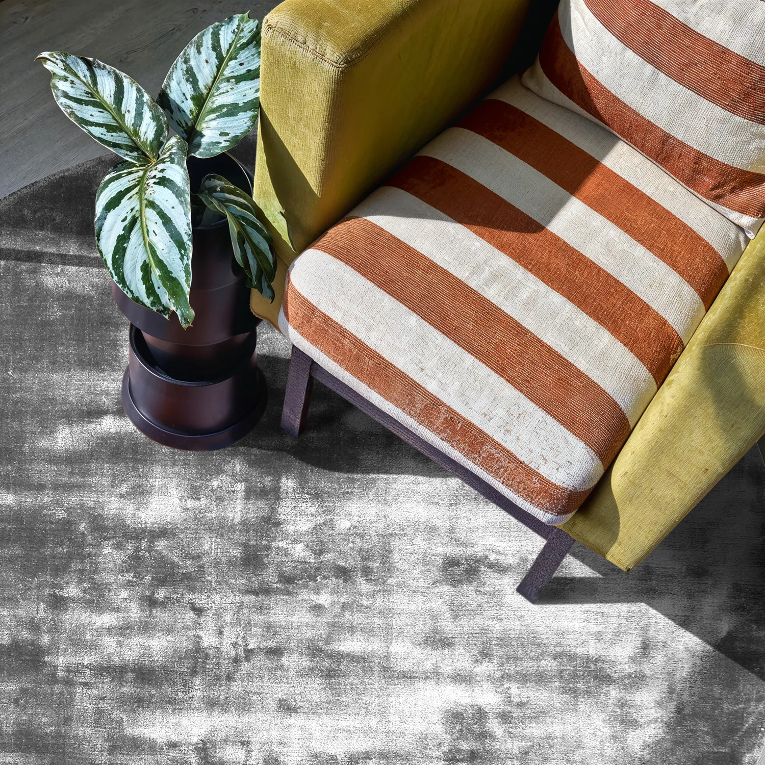 Kruhový koberec - Jodhpur Special Luxury Edition Viskóza (šedá)