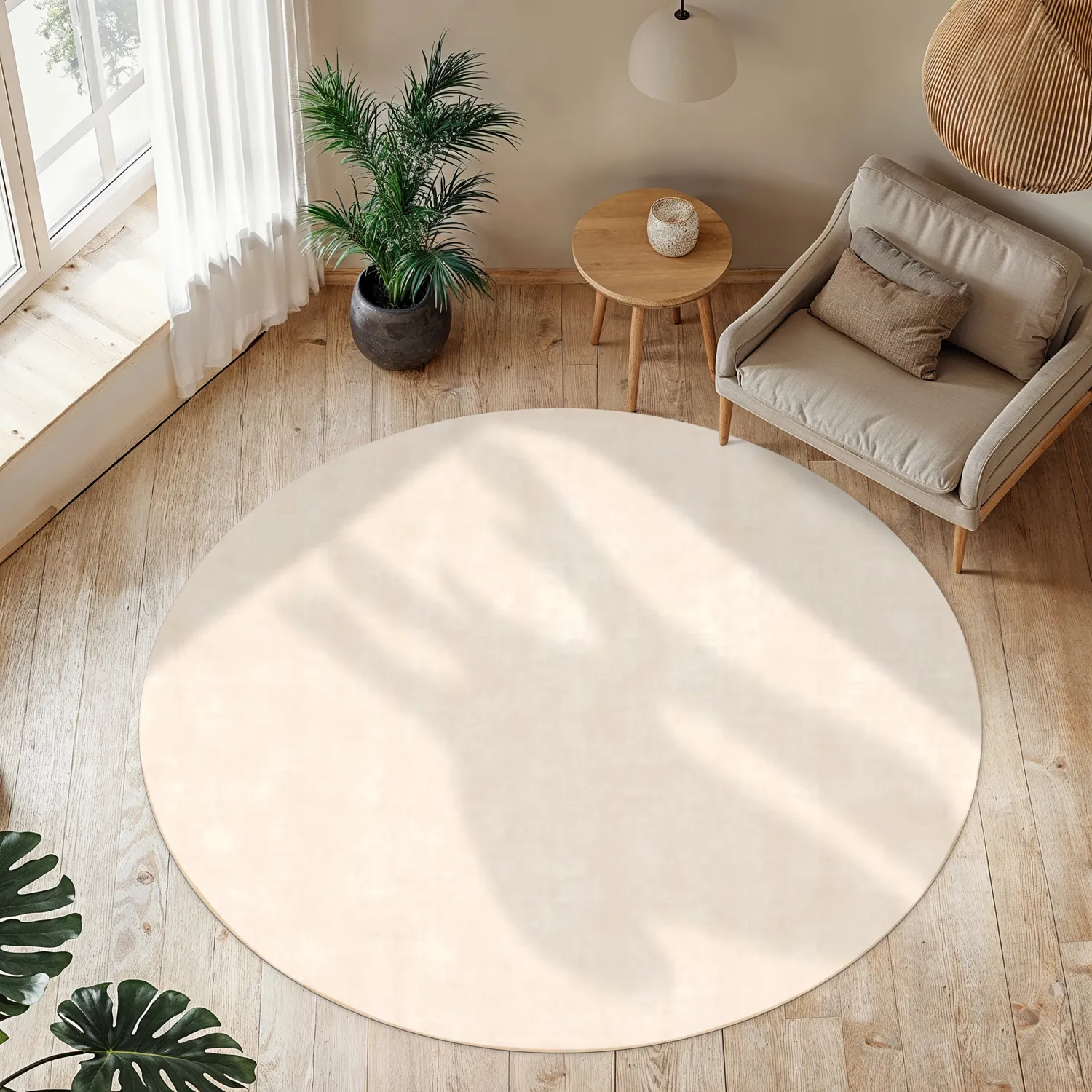 Koberec okrúhly - Jodhpur Špeciálna Luxusná Edícia Viskóza (svetlo béžová)