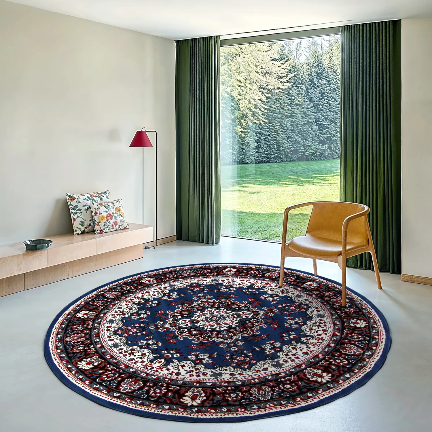 Kruhový koberec - Peking (modrý)