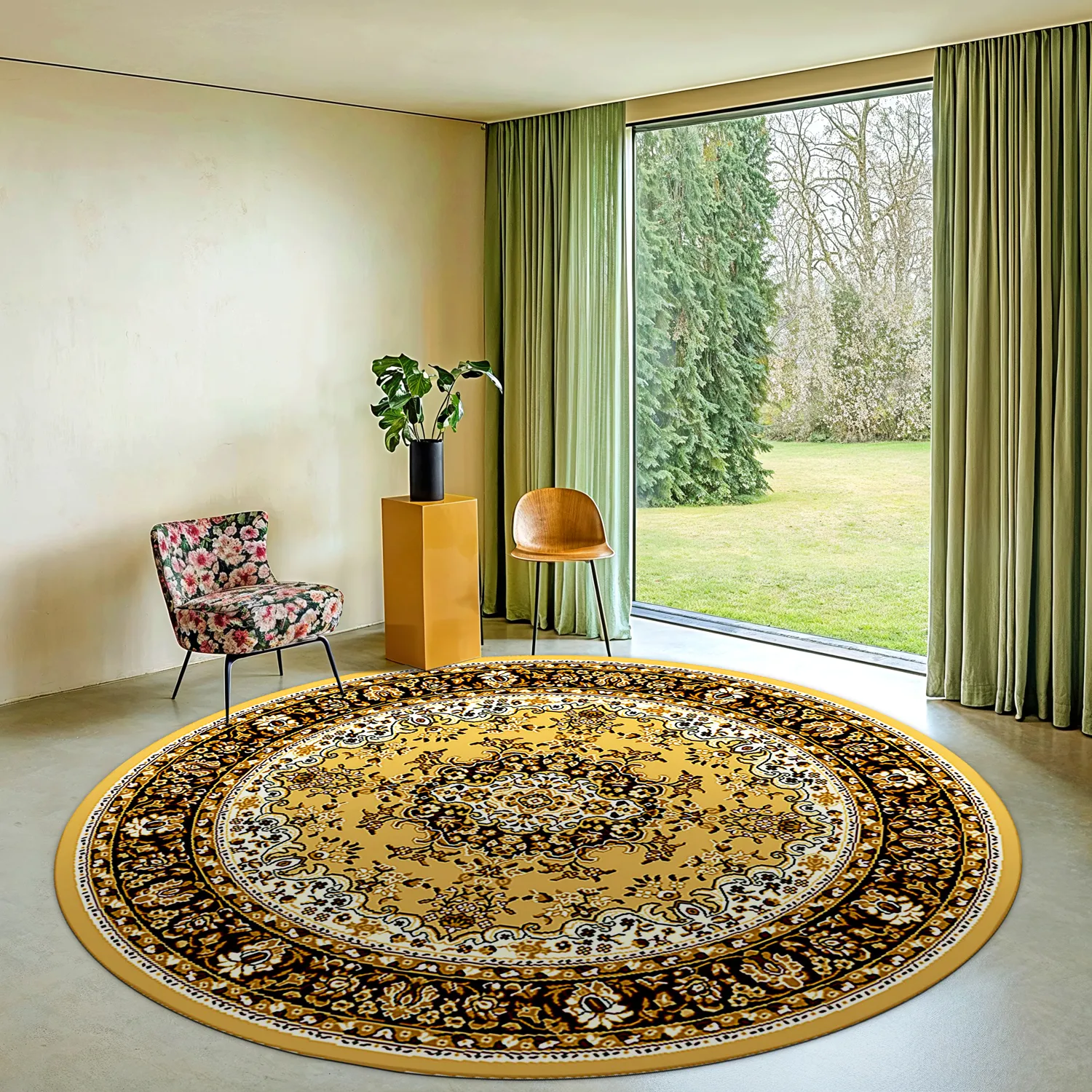 Kruhový koberec - Peking (zlatý)
