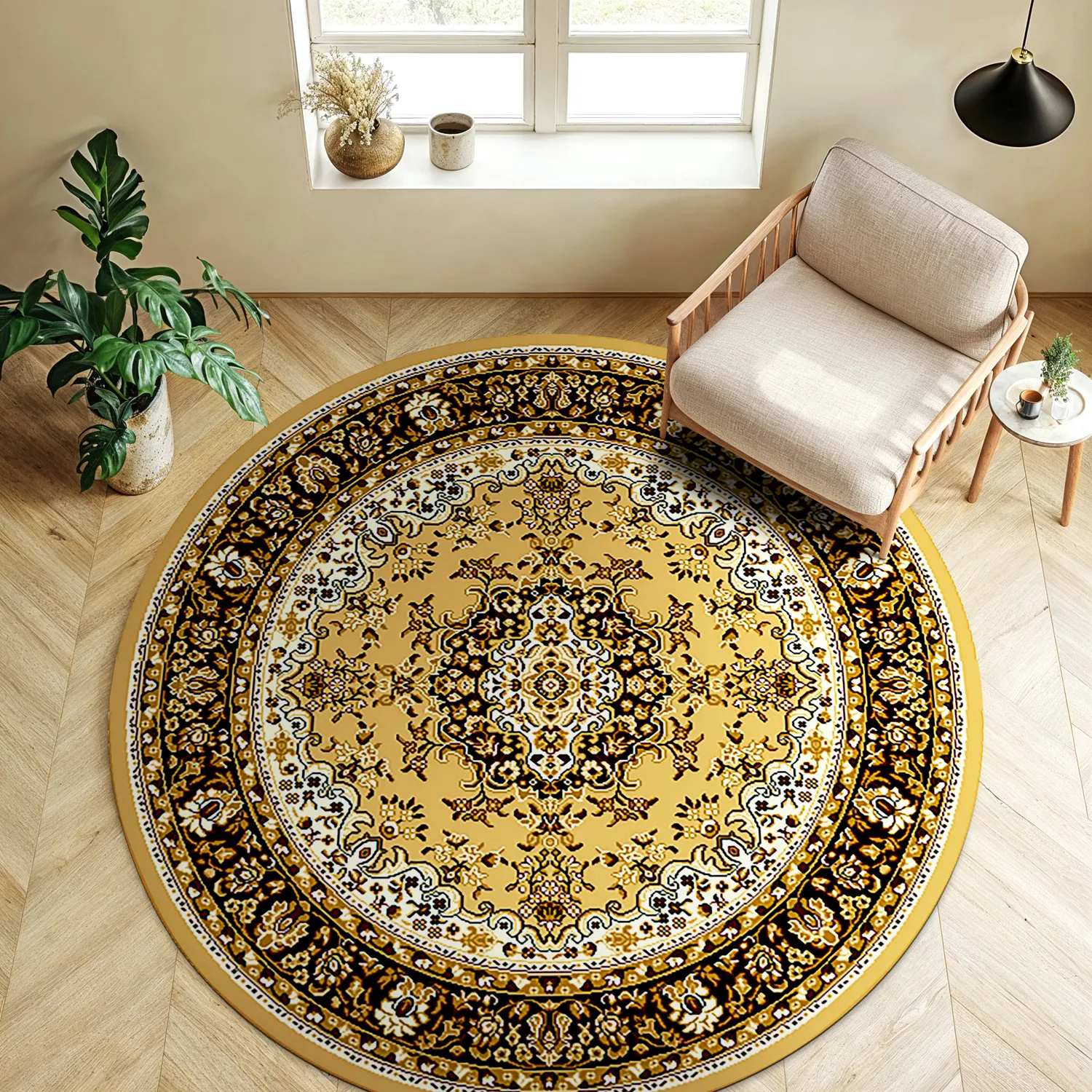 Kruhový koberec - Peking (zlatý)