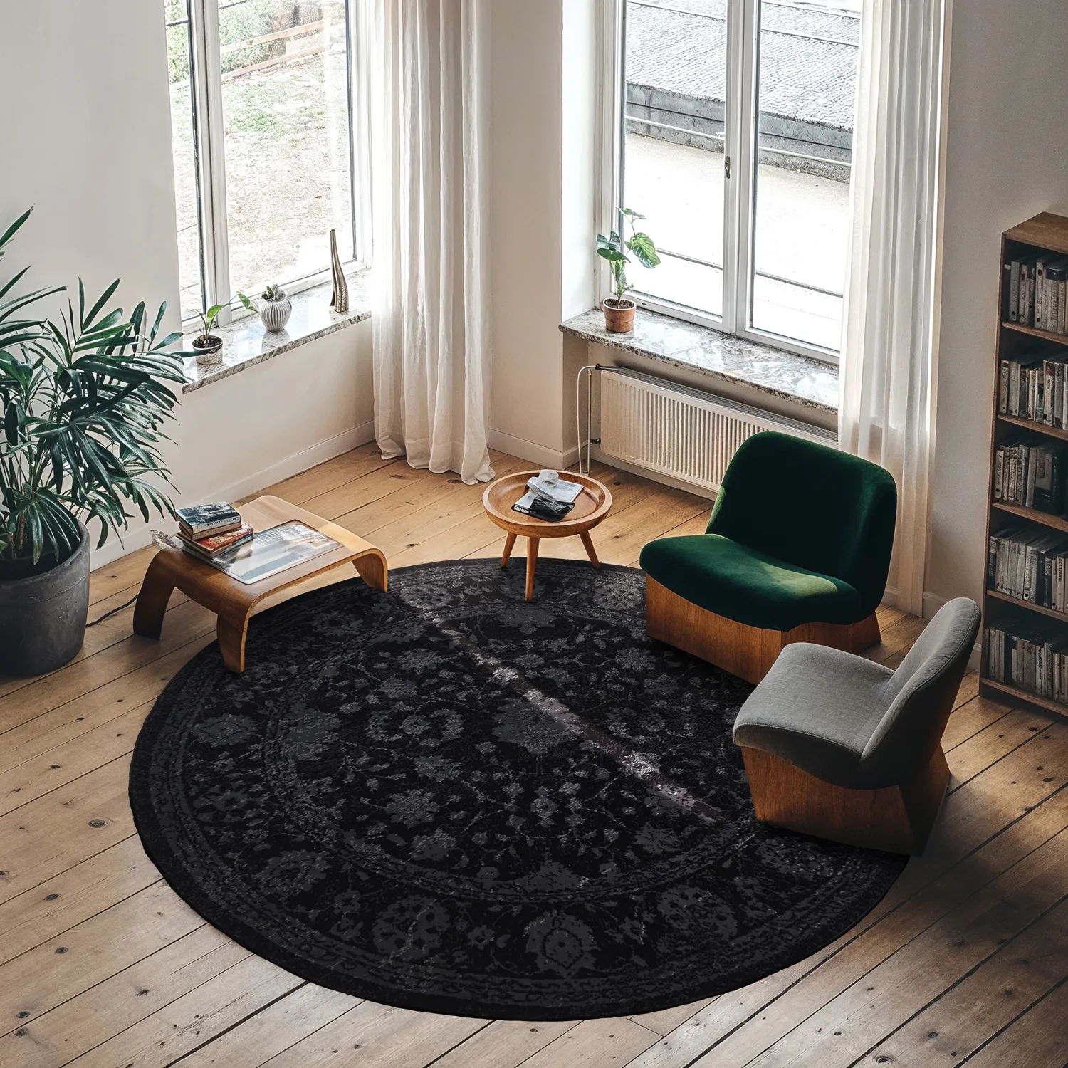 Okrúhly koberec - Peking Majestic (čierna)