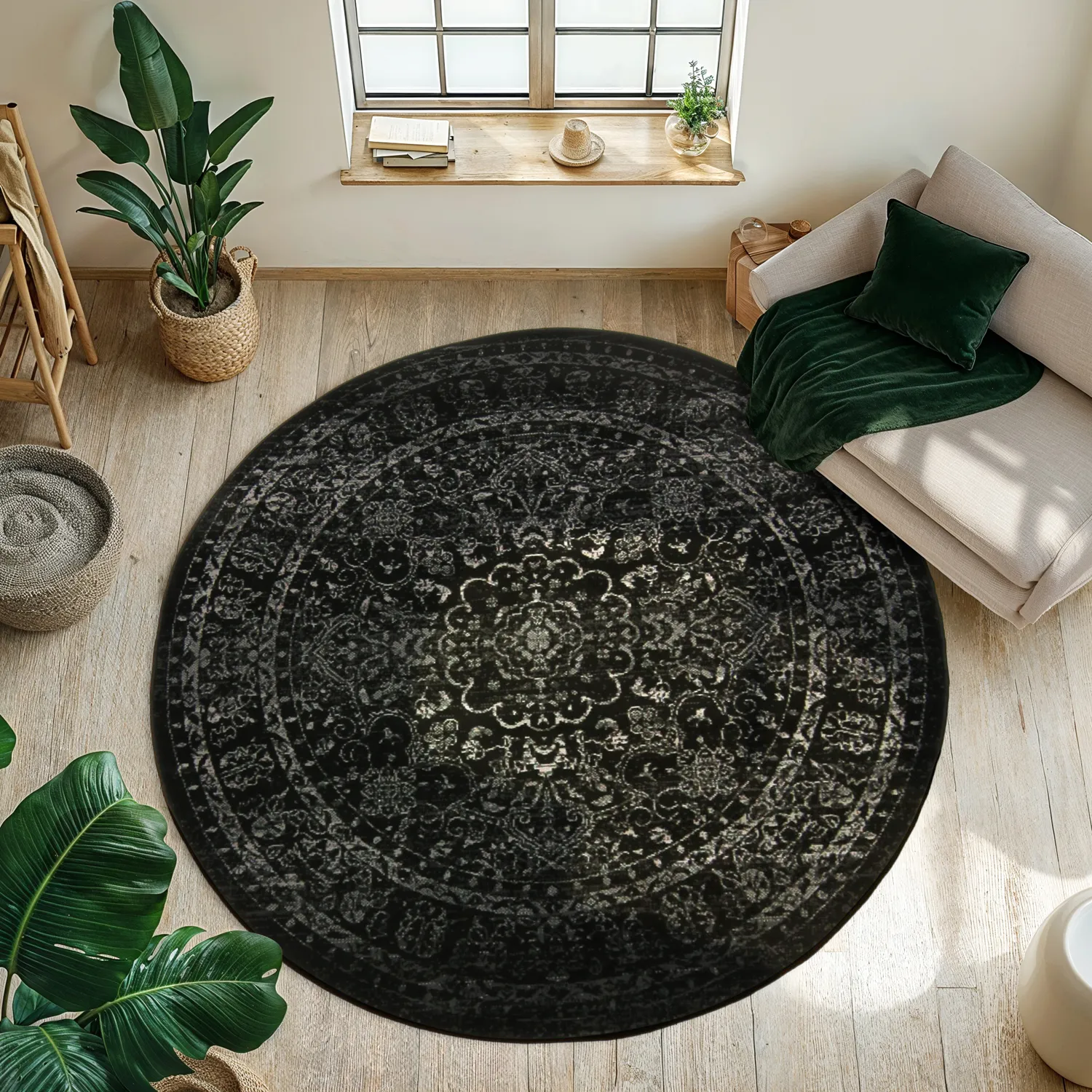 Kruhový koberec - Peking Noble (čierny)