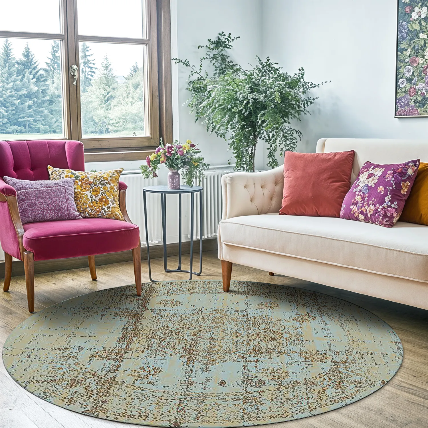 Kruhový koberec - Peking Royal (tyrkysový)