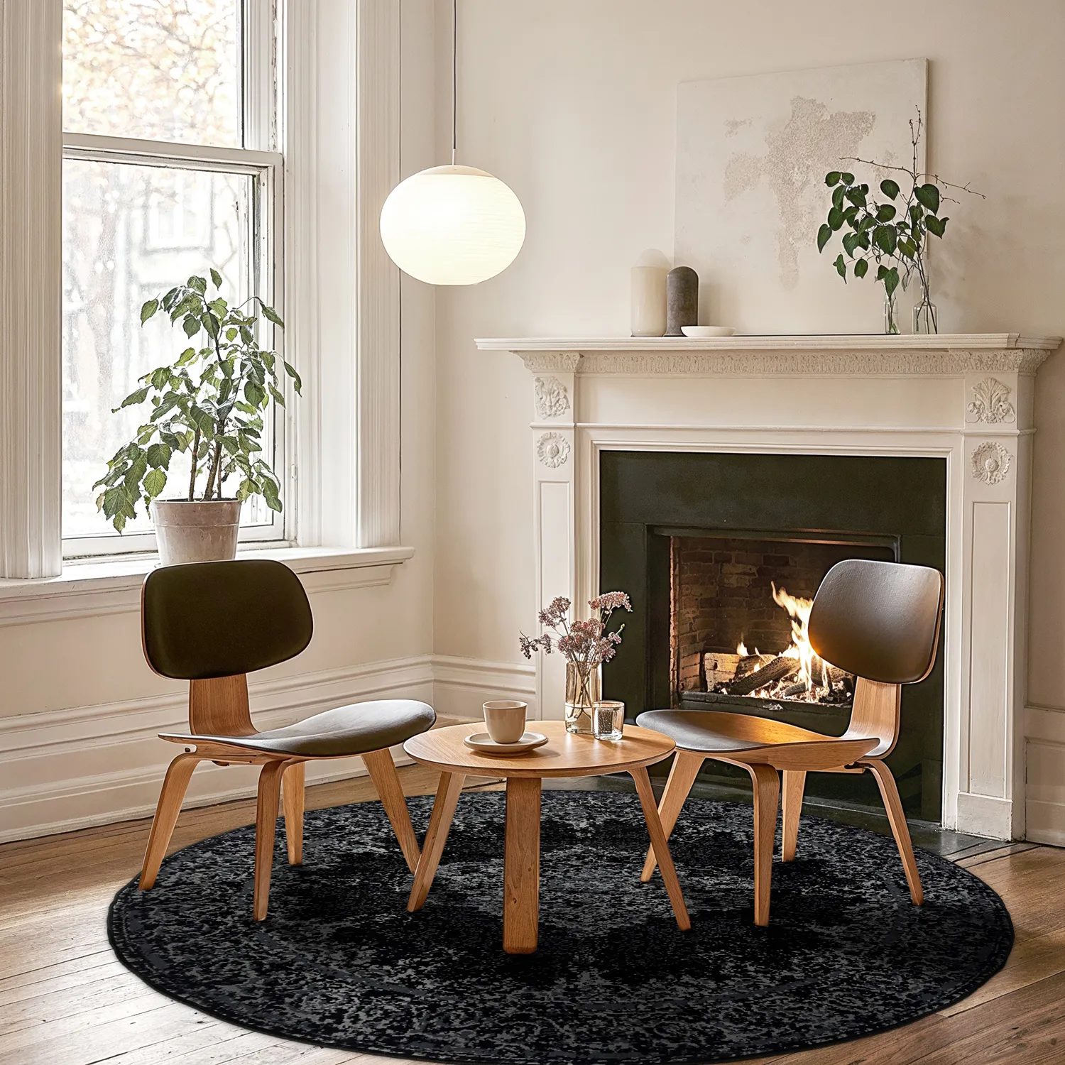 Kruhový koberec - Peking (čierny)