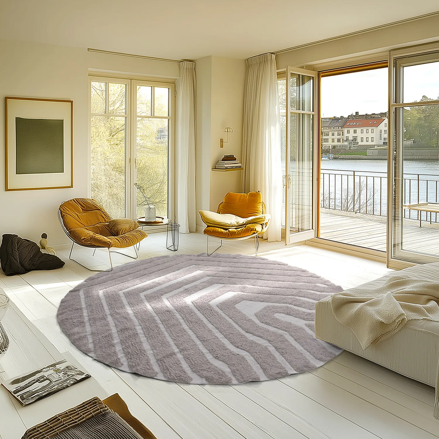 Kruhový koberec - Callista Natural Cotton Shaggy (taupe)