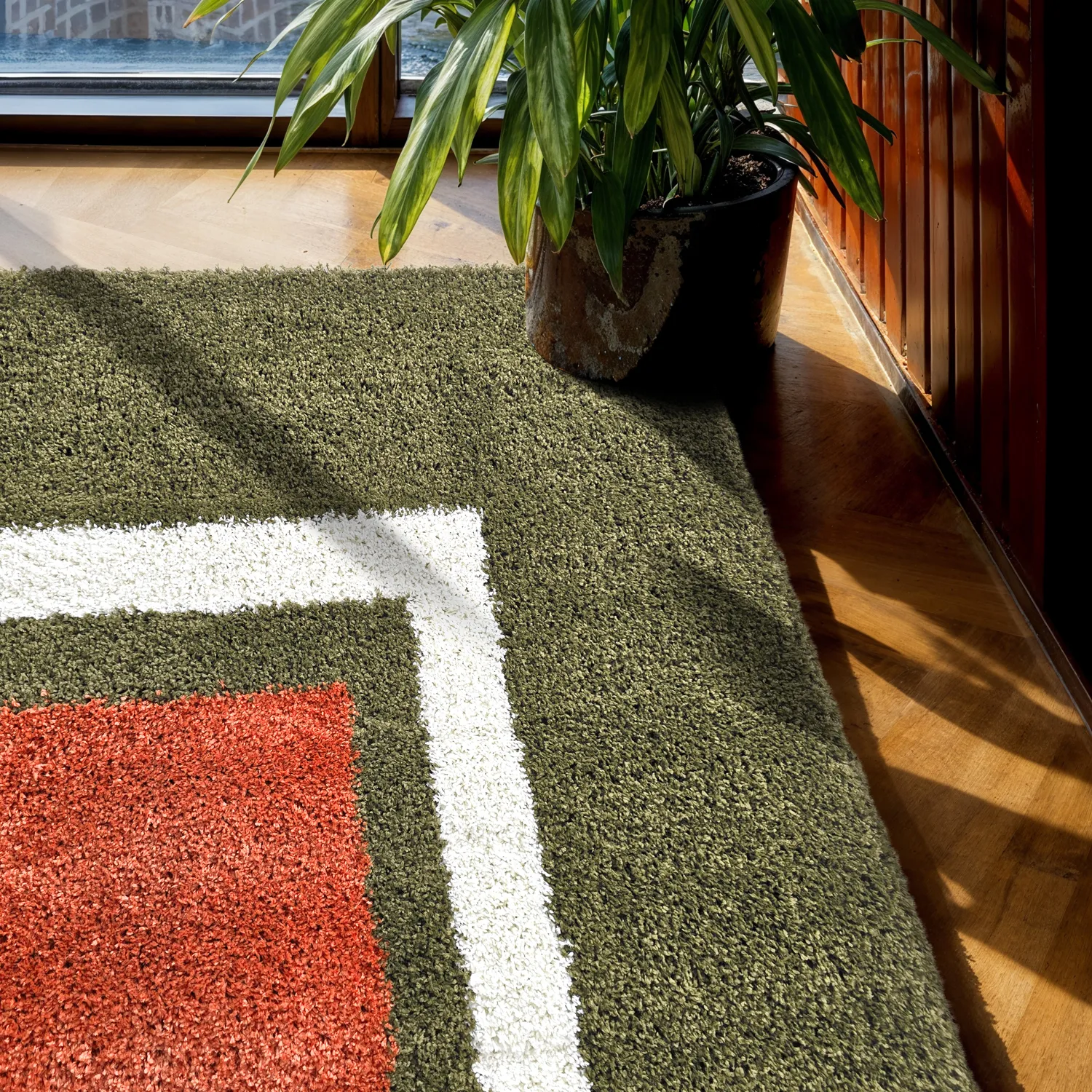 Koberce s chlpmi - Alsace (zelená/biela/oranžová)